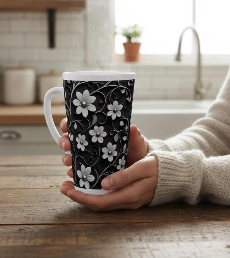 Latte 17oz Ceramic Mug - Coffee or Tea Cup, Extra Tall