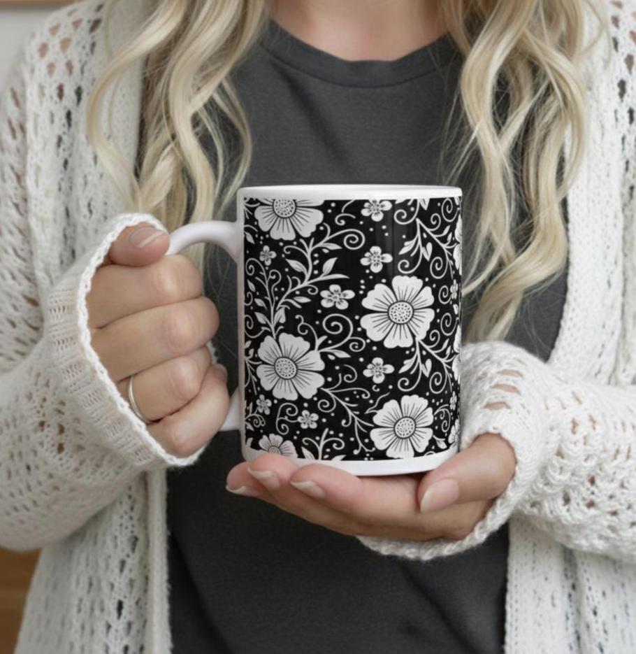 Floral Cups -  Large and Small Ceramic Mugs