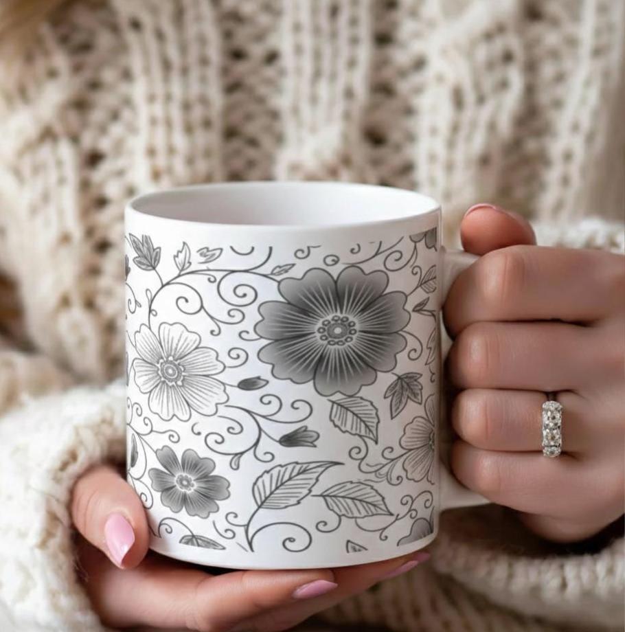 Floral Cups -  Large and Small Ceramic Mug
