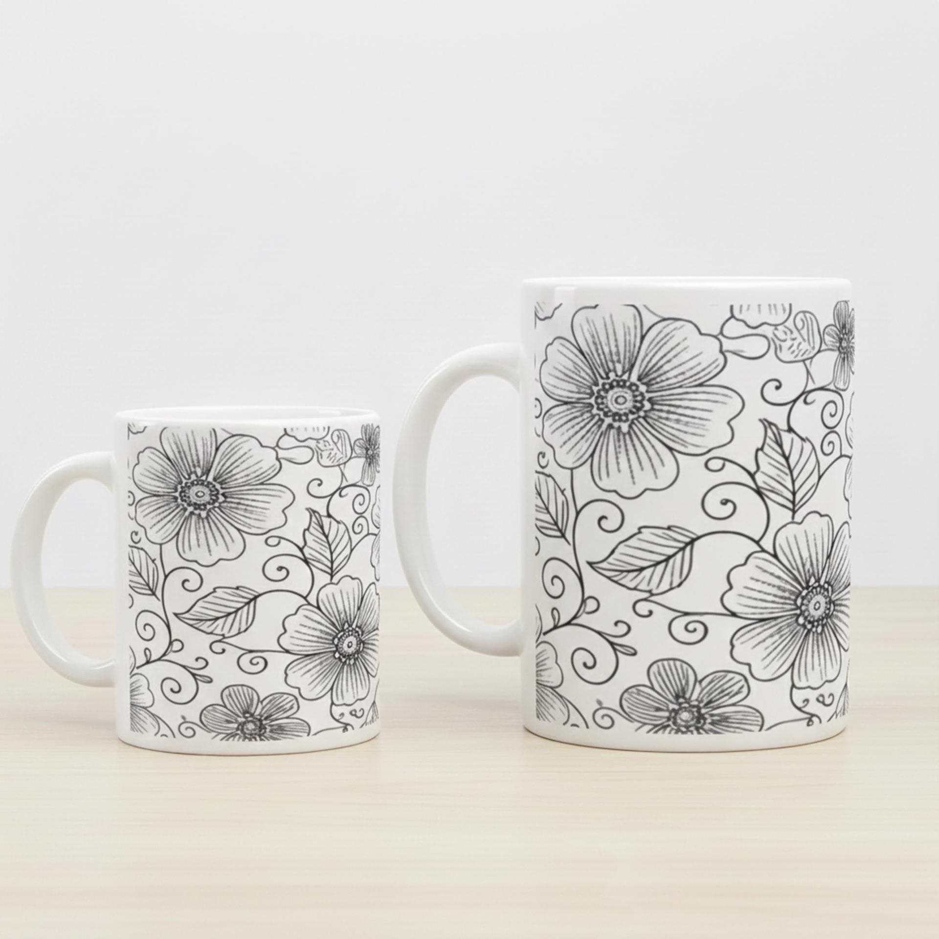 Floral Cups -  Large and Small Ceramic Mug