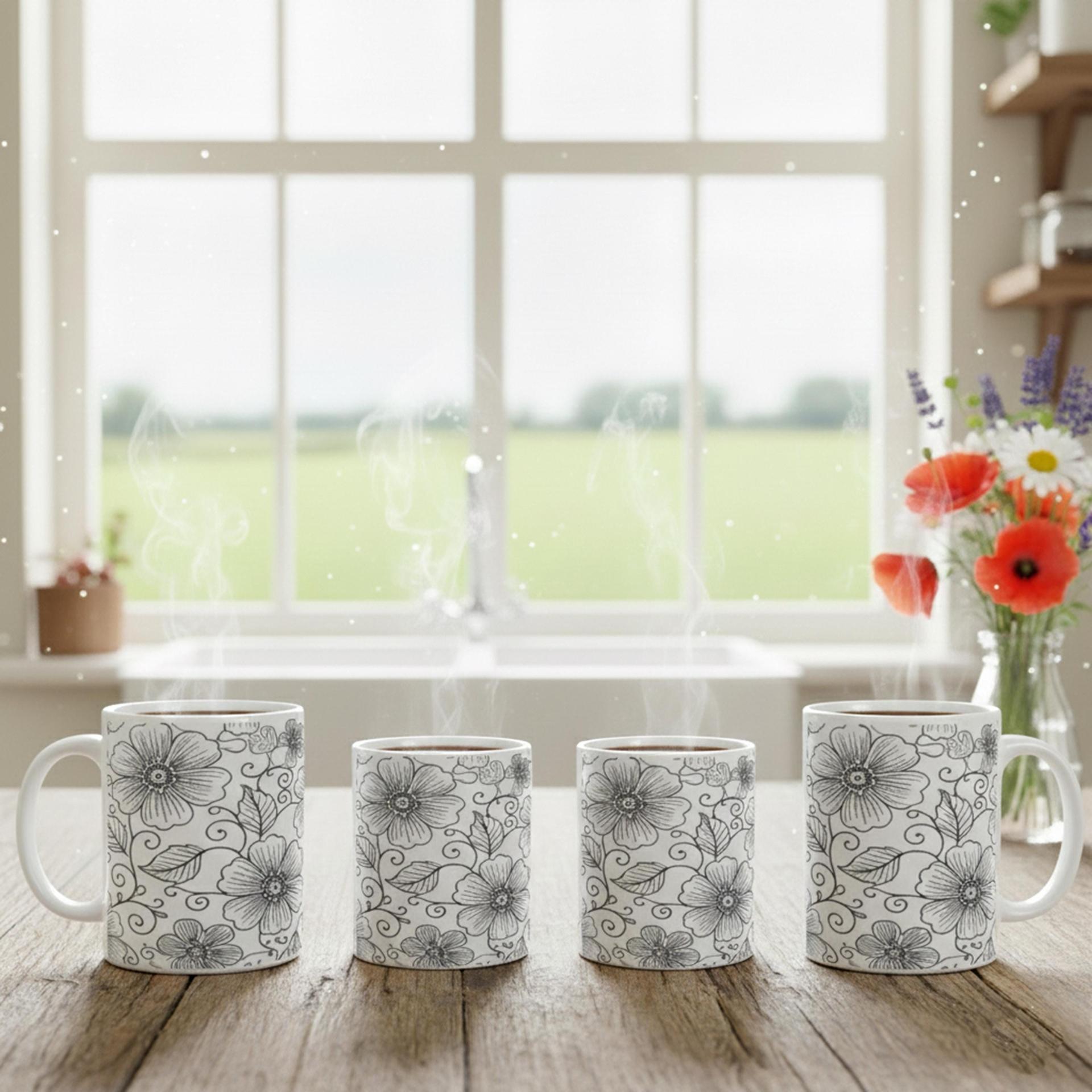 Floral Cups -  Large and Small Ceramic Mug