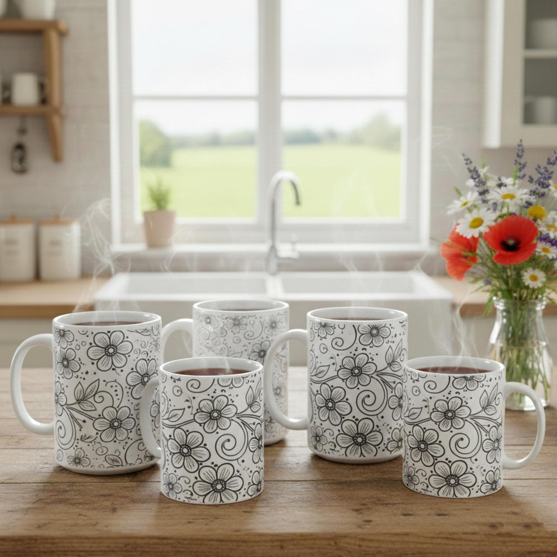 Floral Cups -  Large and Small Ceramic Mug