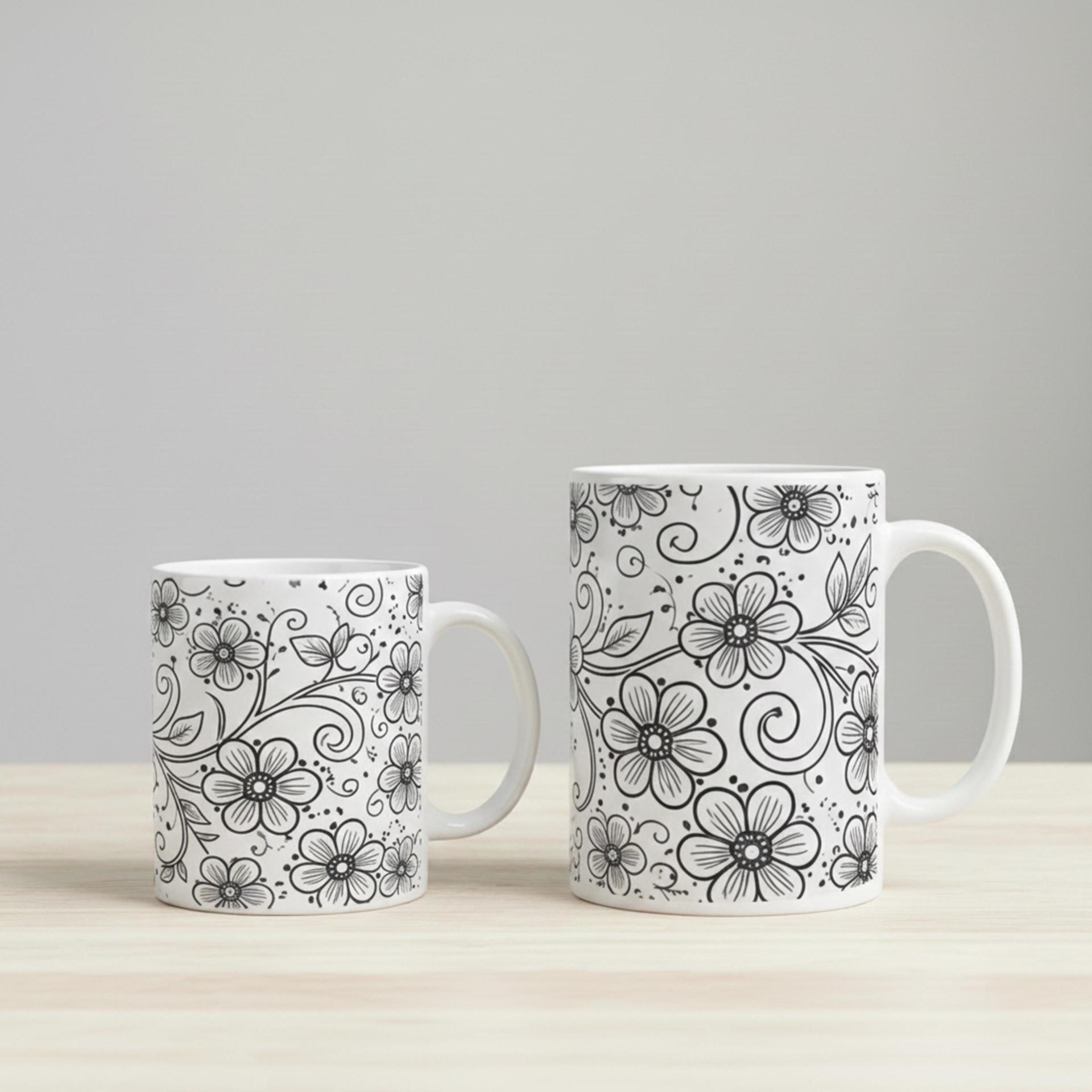 Floral Cups -  Large and Small Ceramic Mug