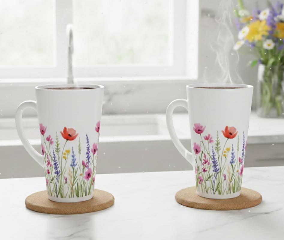 Latte 17oz Ceramic Mug - Coffee or Tea Cup, Extra Tall