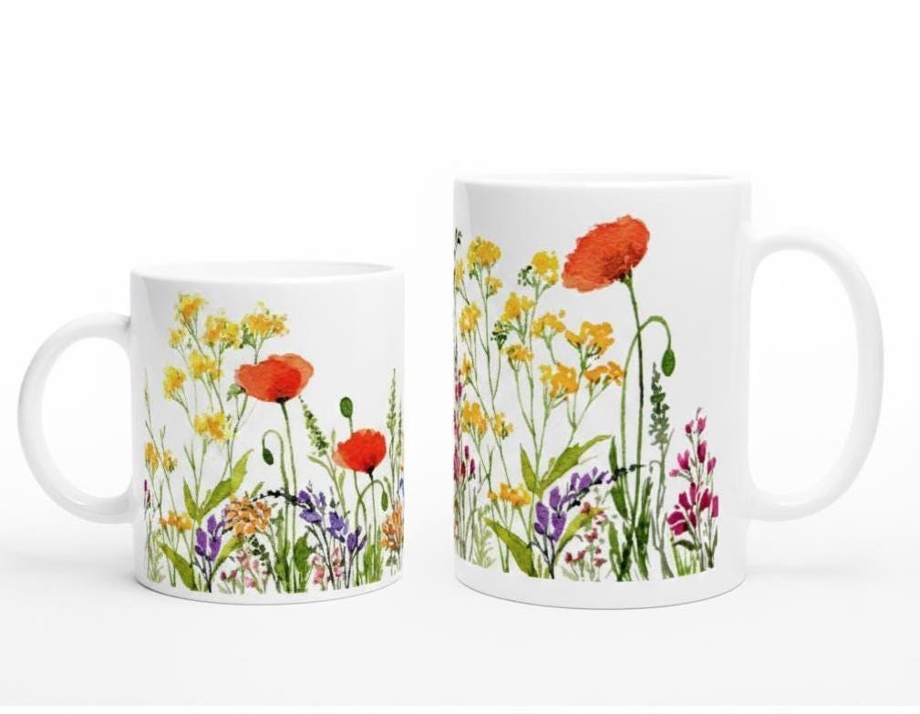 Floral Cups -  Large and Small Ceramic Mugs