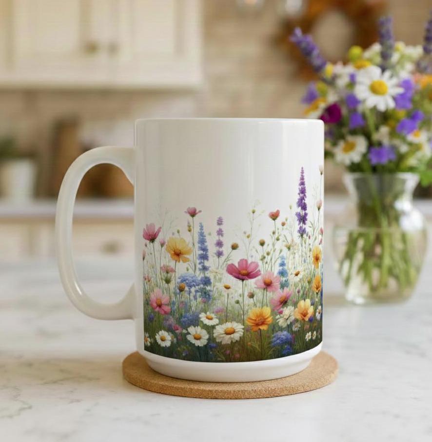 Floral Cups -  Large and Small Ceramic Mugs