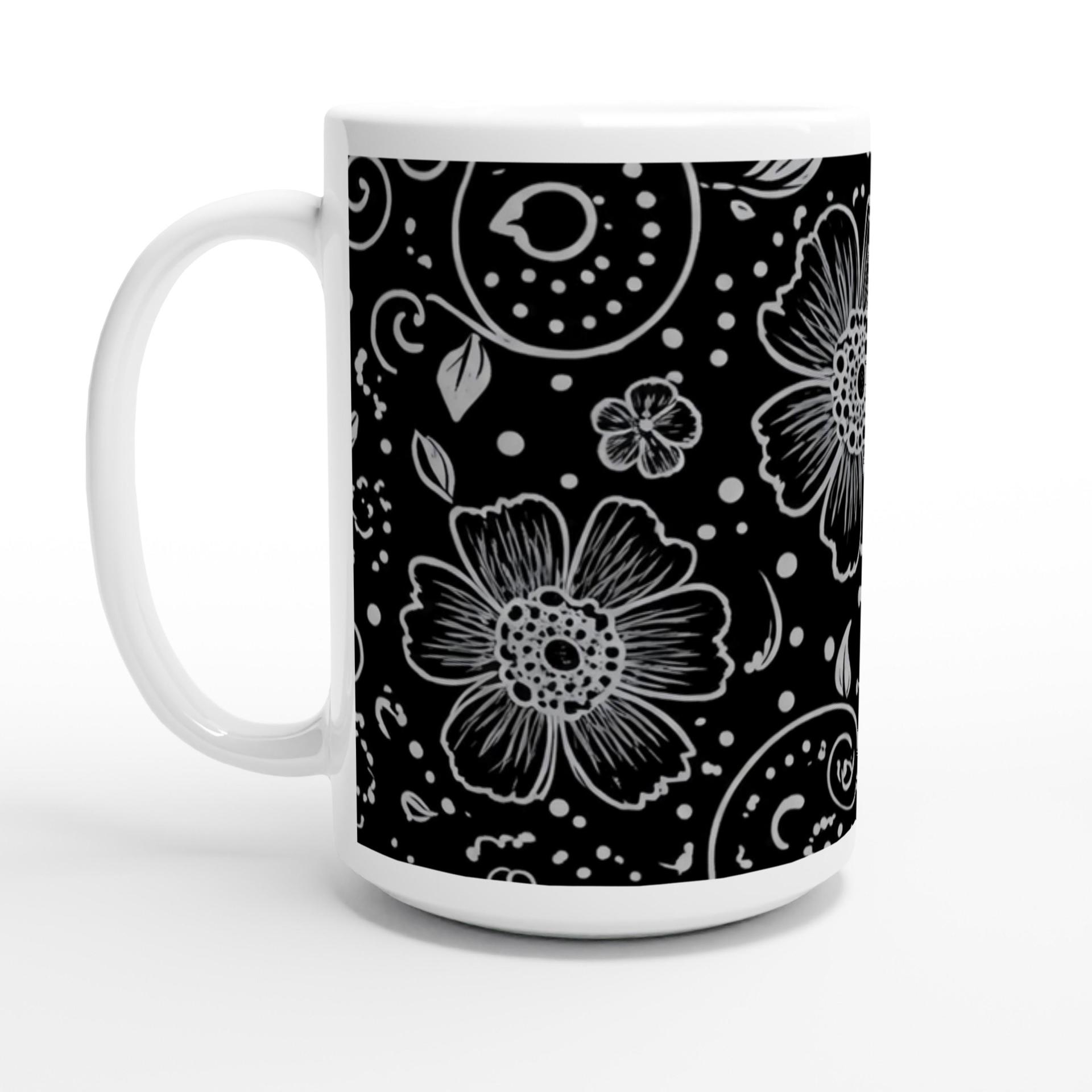 Set of Big Mugs, Floral Cup Set, Large 15 oz Matching Cups