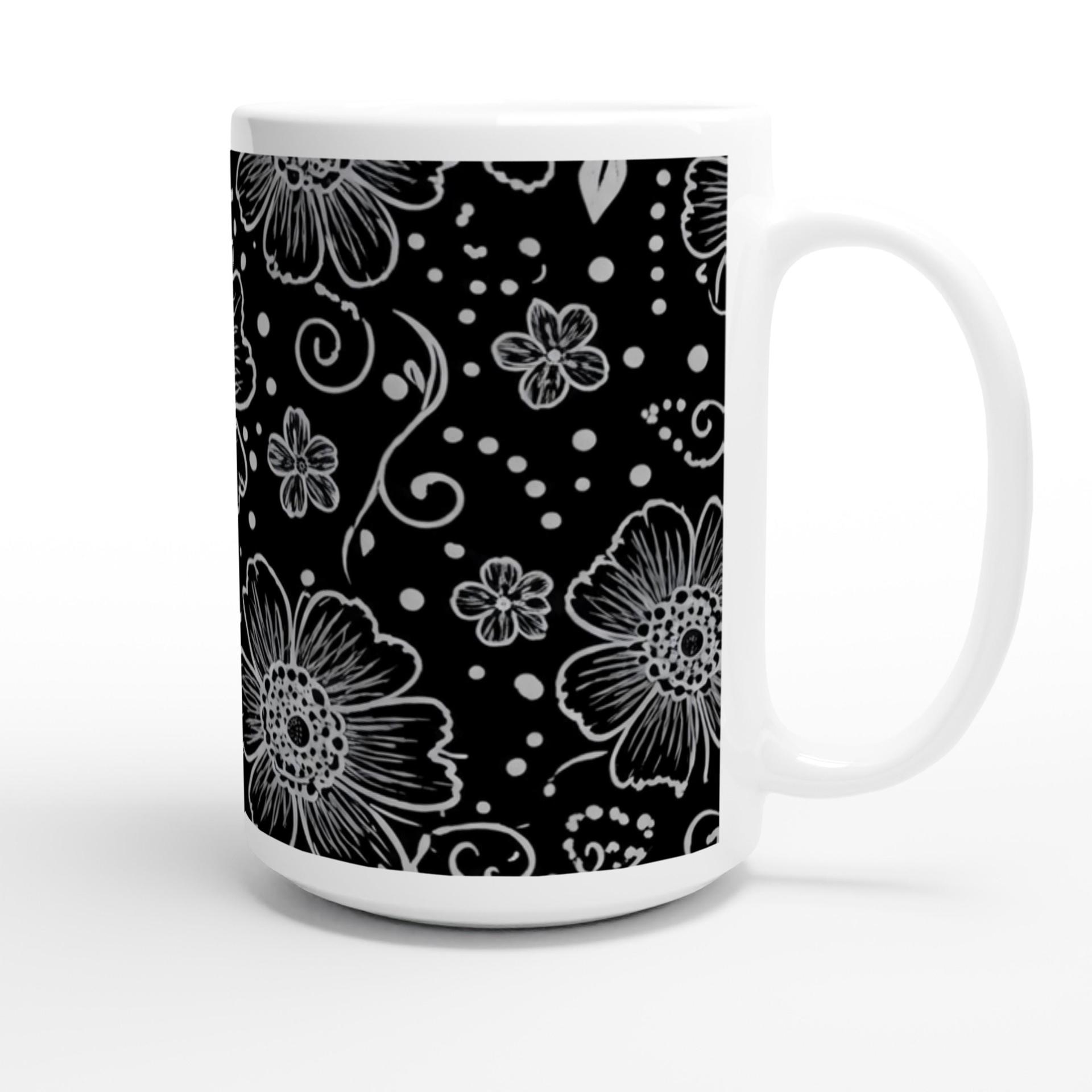 Set of Big Mugs, Floral Cup Set, Large 15 oz Matching Cups