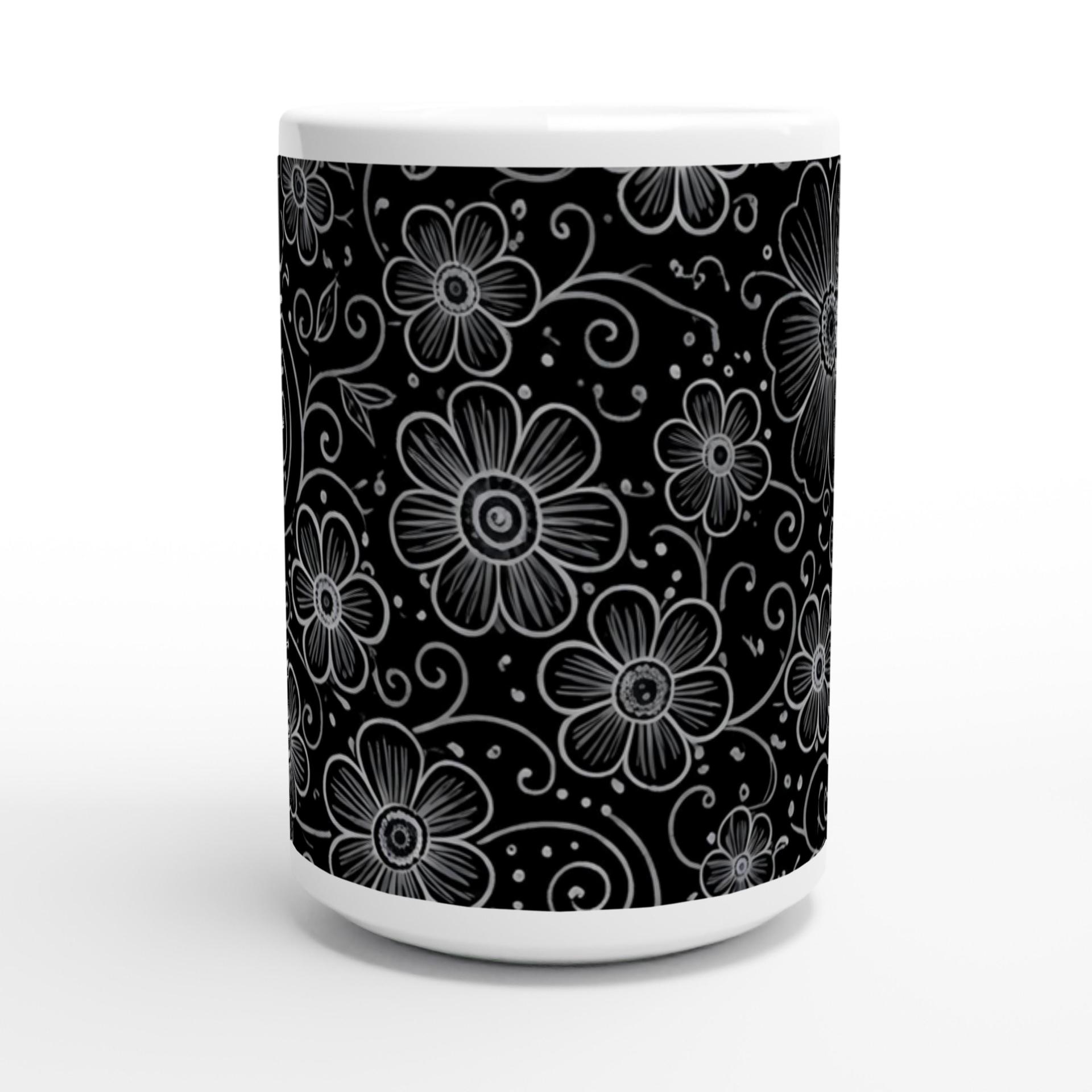 Set of Big Mugs, Floral Cup Set, Large 15 oz Matching Cups