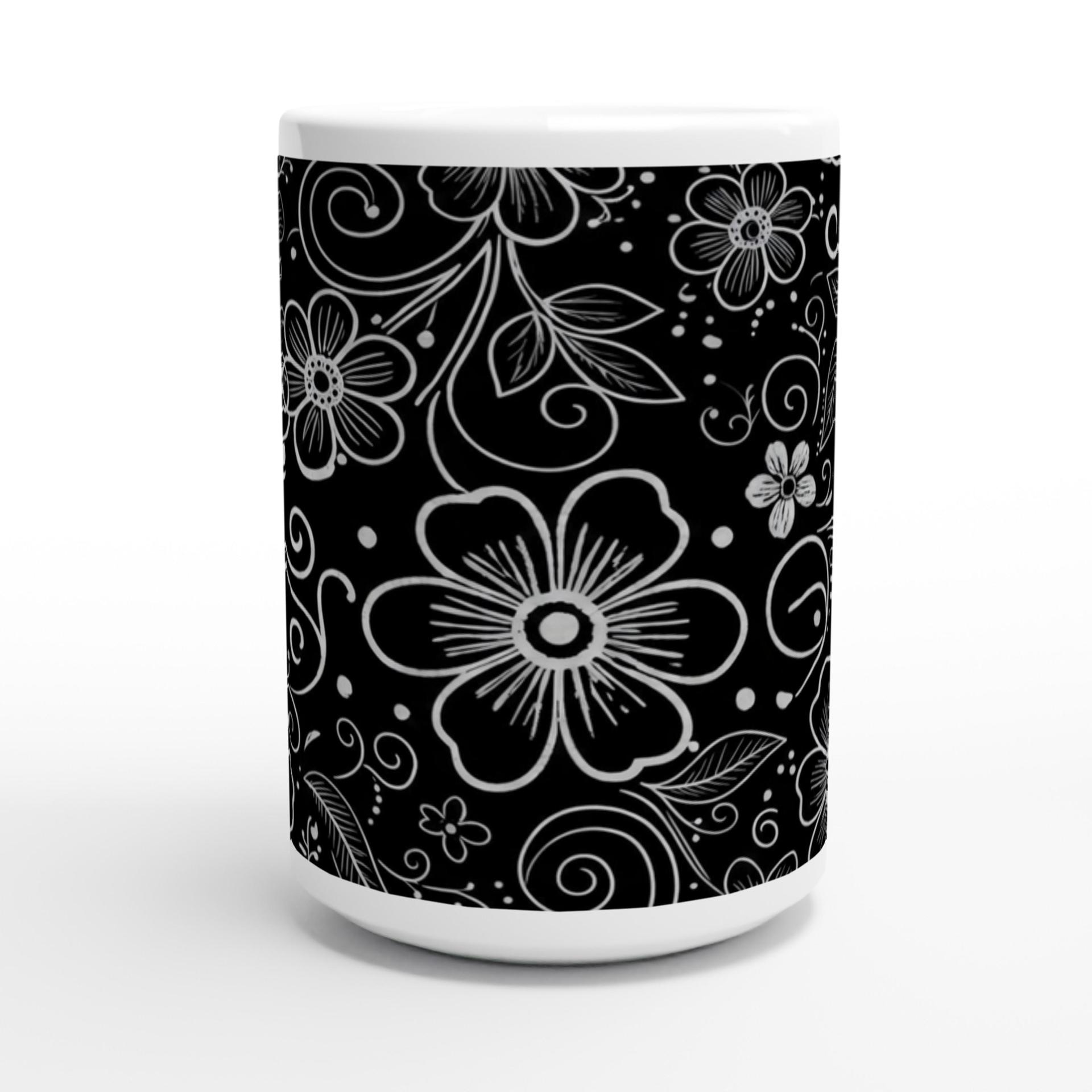 Set of Big Mugs, Floral Cup Set, Large 15 oz Matching Cups
