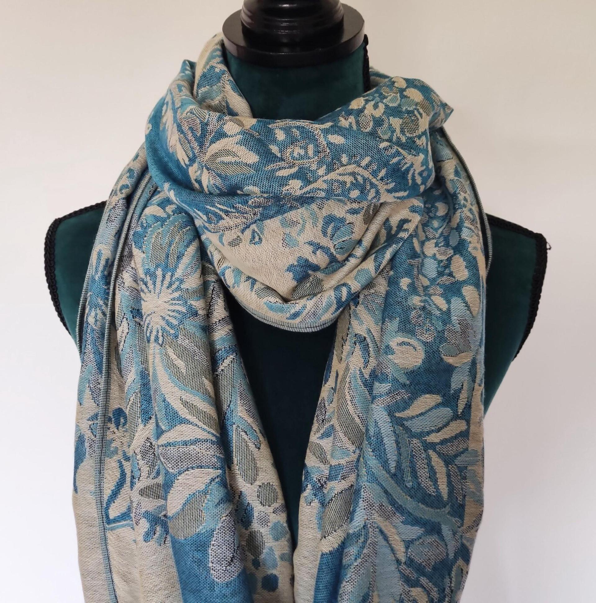 Reversible Soft Pashmina Shawl & Scarf for Women, Jacquard Brocade, Shawl, Sarong or Head Wraps
