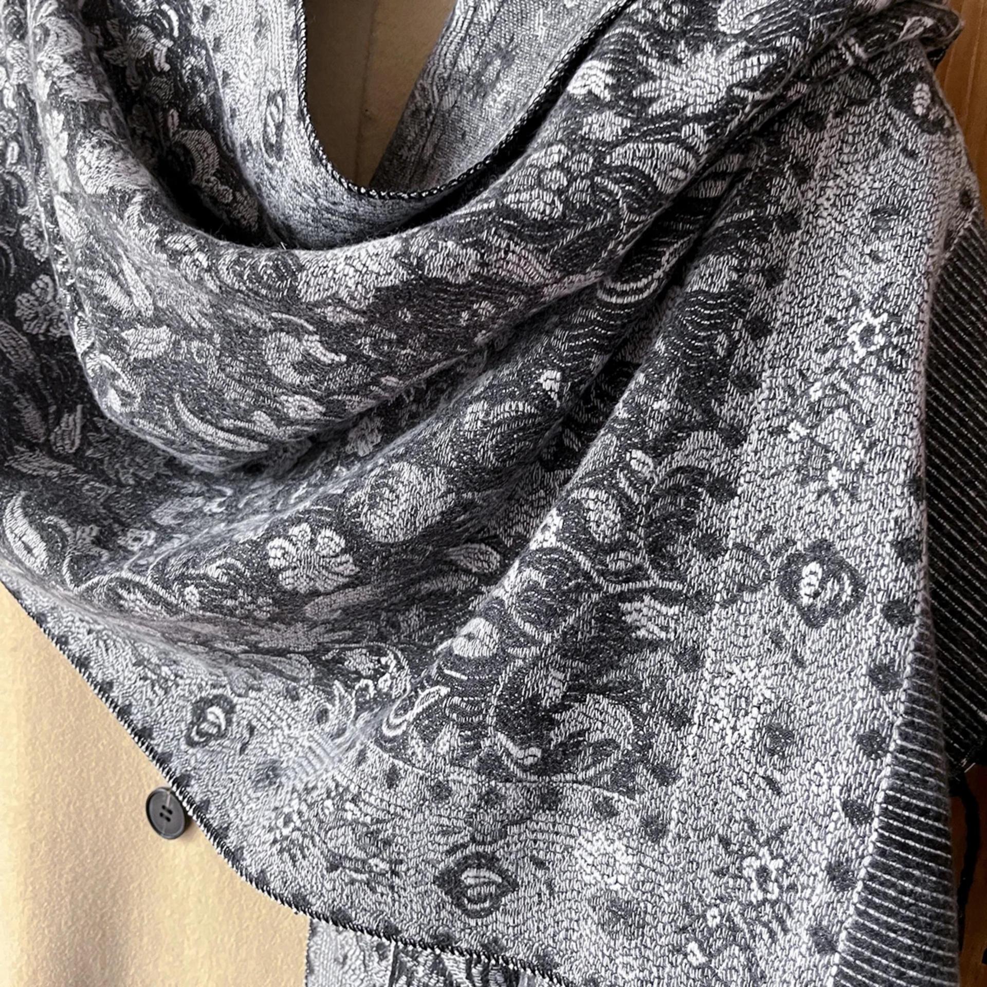 Reversible Soft Pashmina Shawl & Scarf for Women, Jacquard Brocade, Shawl, Sarong or Head Wraps