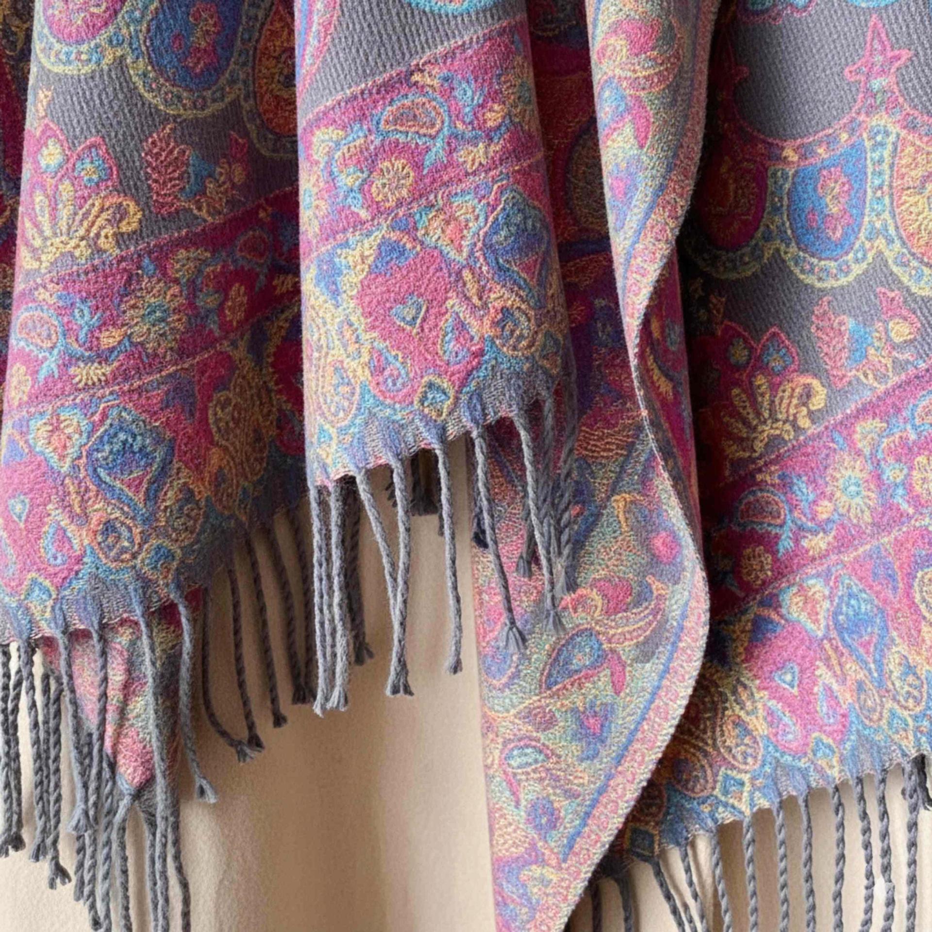 Reversible Soft Pashmina Shawl & Scarf for Women, Jacquard Brocade, Shawl, Sarong or Head Wraps