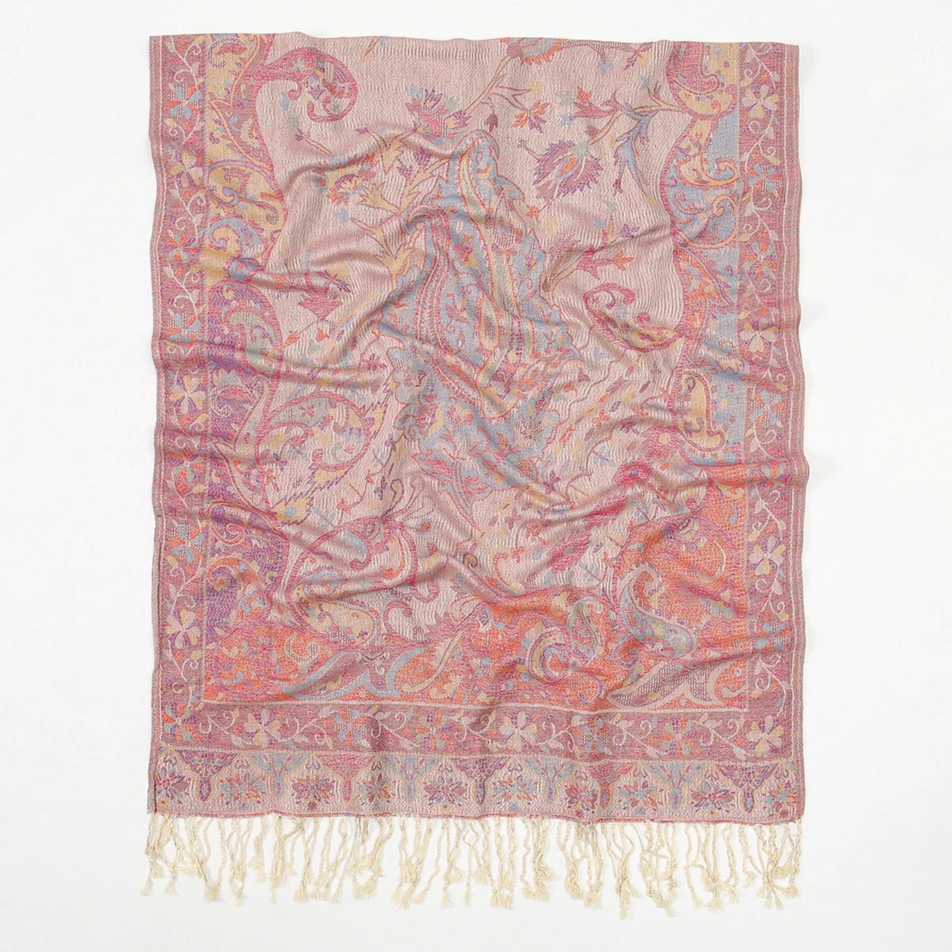 Reversible Soft Pashmina Shawl & Scarf for Women, Jacquard Brocade, Shawl, Sarong or Head Wraps