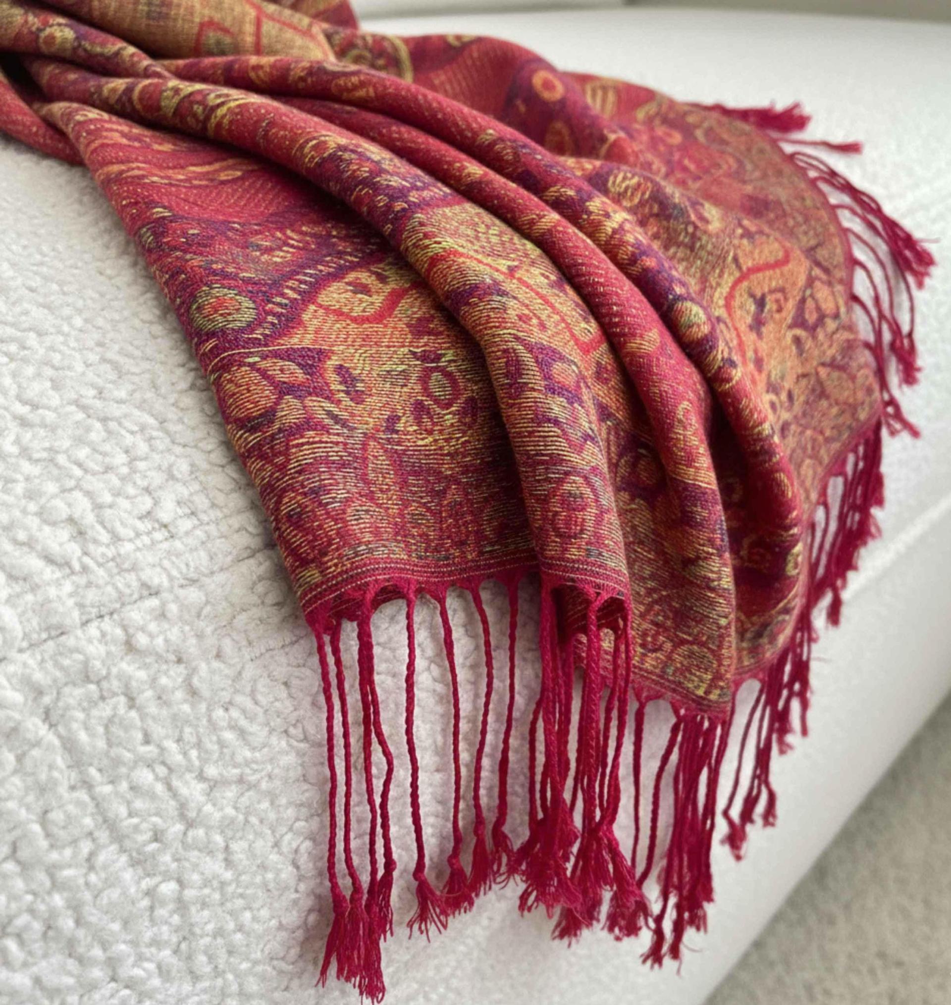 Reversible Soft Pashmina Shawl & Scarf for Women, Jacquard Brocade, Shawl, Sarong or Head Wraps