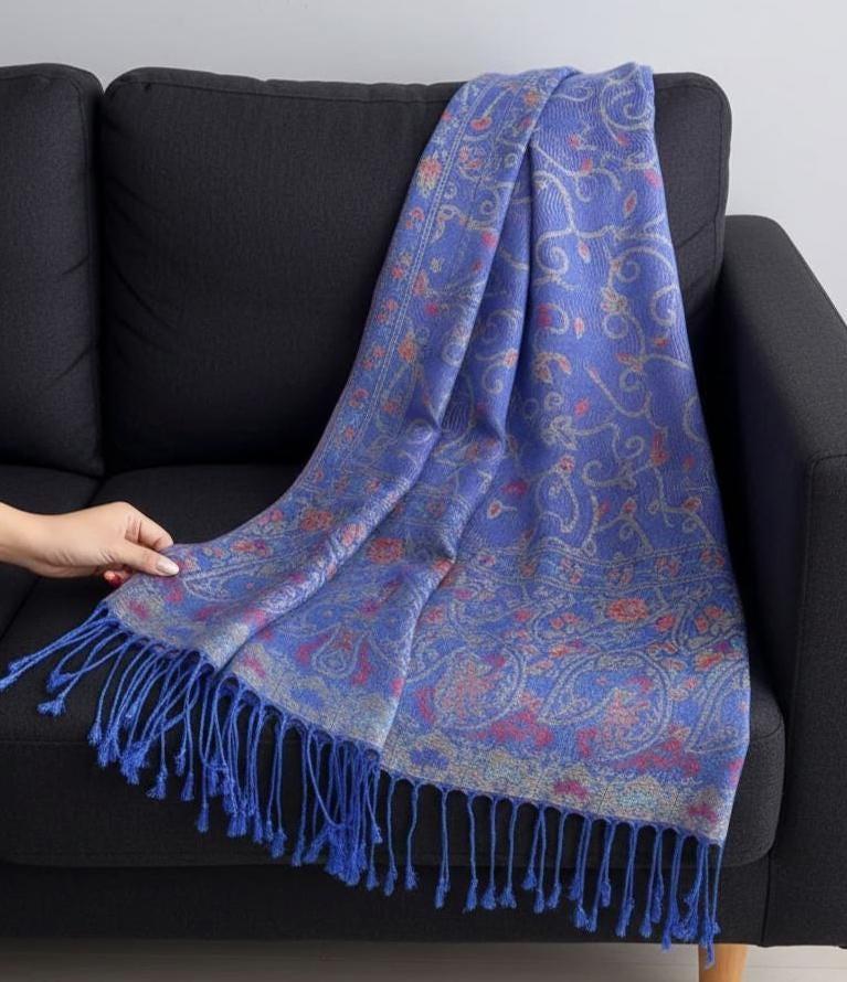 Soft Pashmina Shawl & Scarf for Women, Jacquard Brocade, Shawl, Sarong or Head Wraps