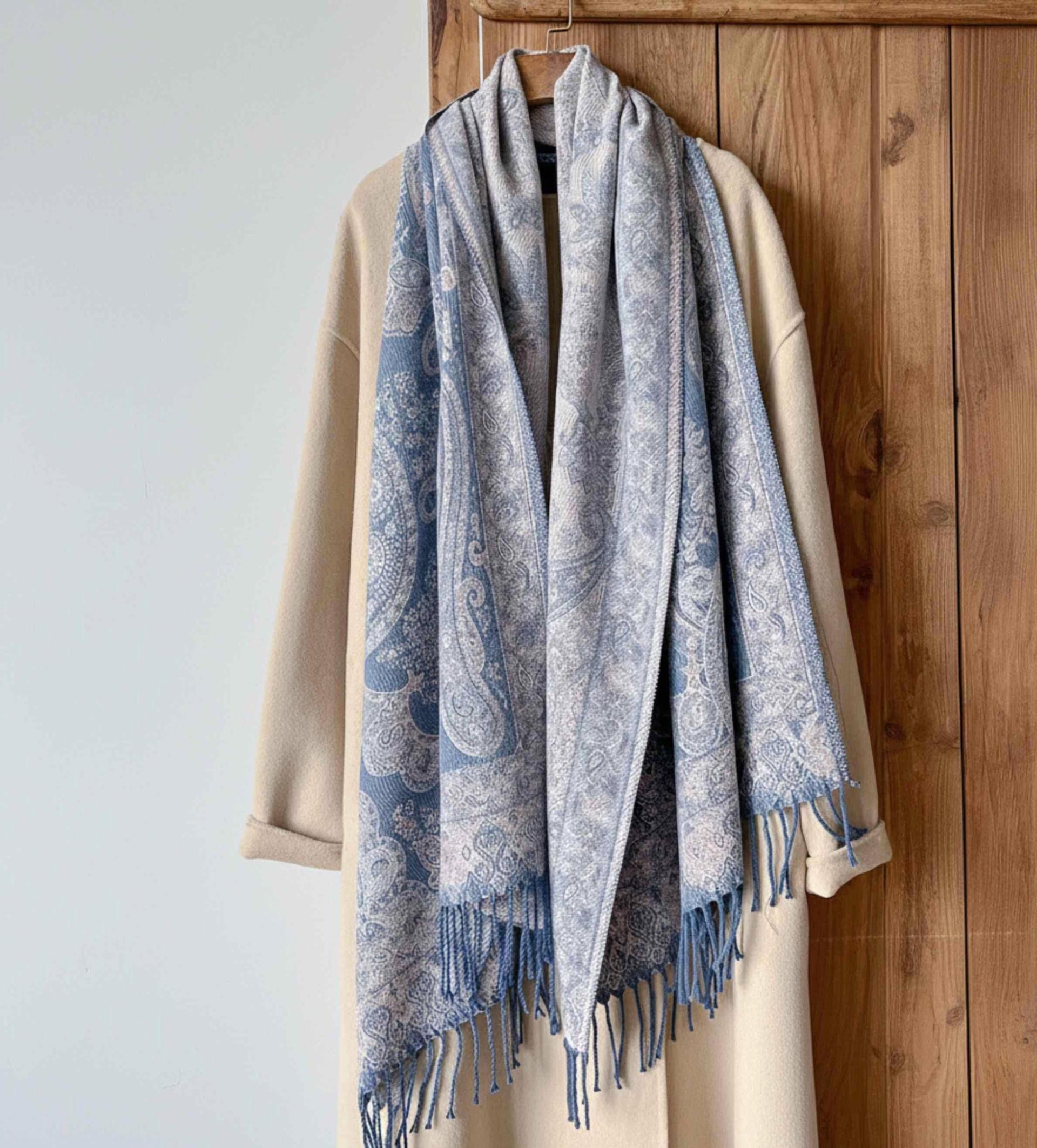 Reversible Soft Pashmina Shawl & Scarf for Women, Jacquard Brocade, Shawl, Sarong or Head Wraps