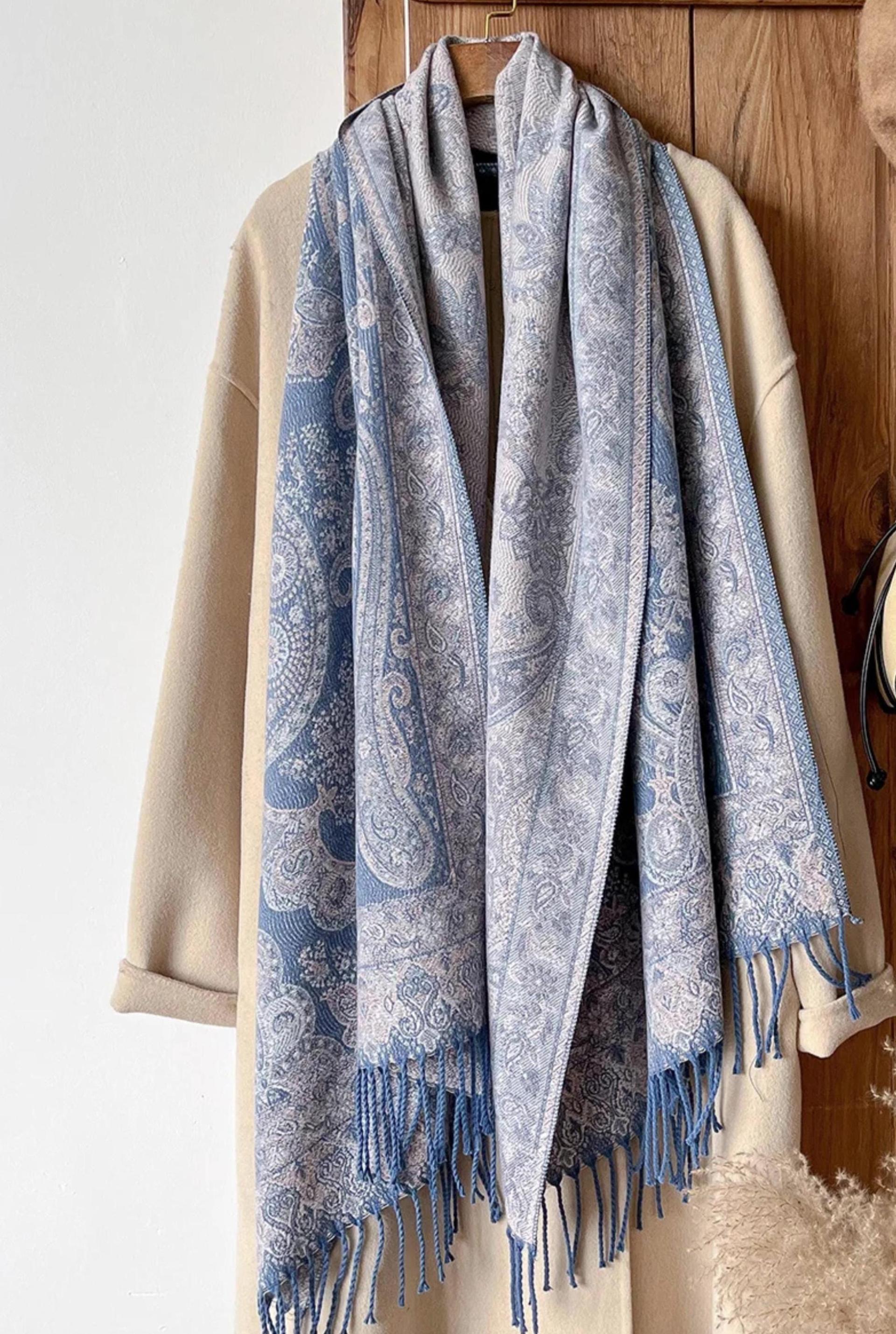 Reversible Soft Pashmina Shawl & Scarf for Women, Jacquard Brocade, Shawl, Sarong or Head Wraps