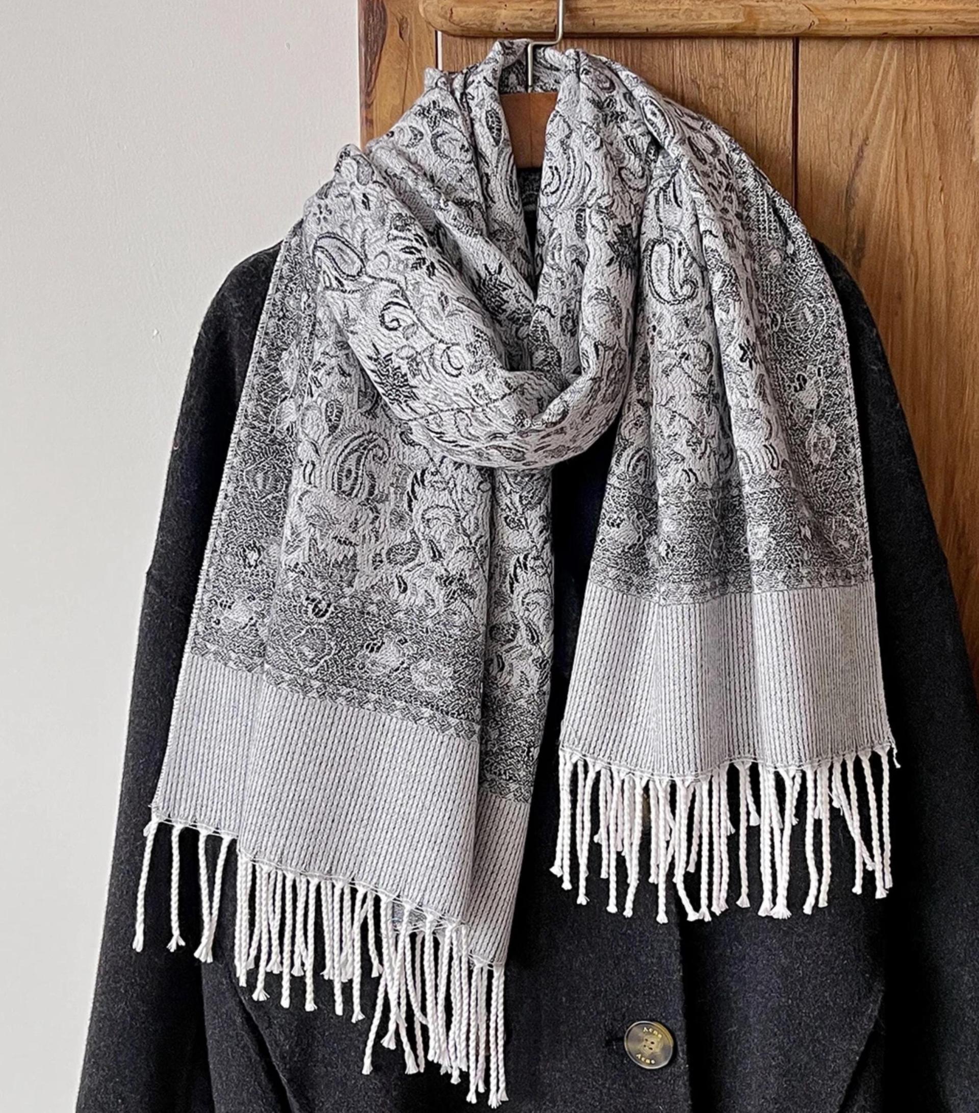 Soft Pashmina Shawl & Scarf for Women, Jacquard Brocade, Shawl, Sarong or Head Wraps