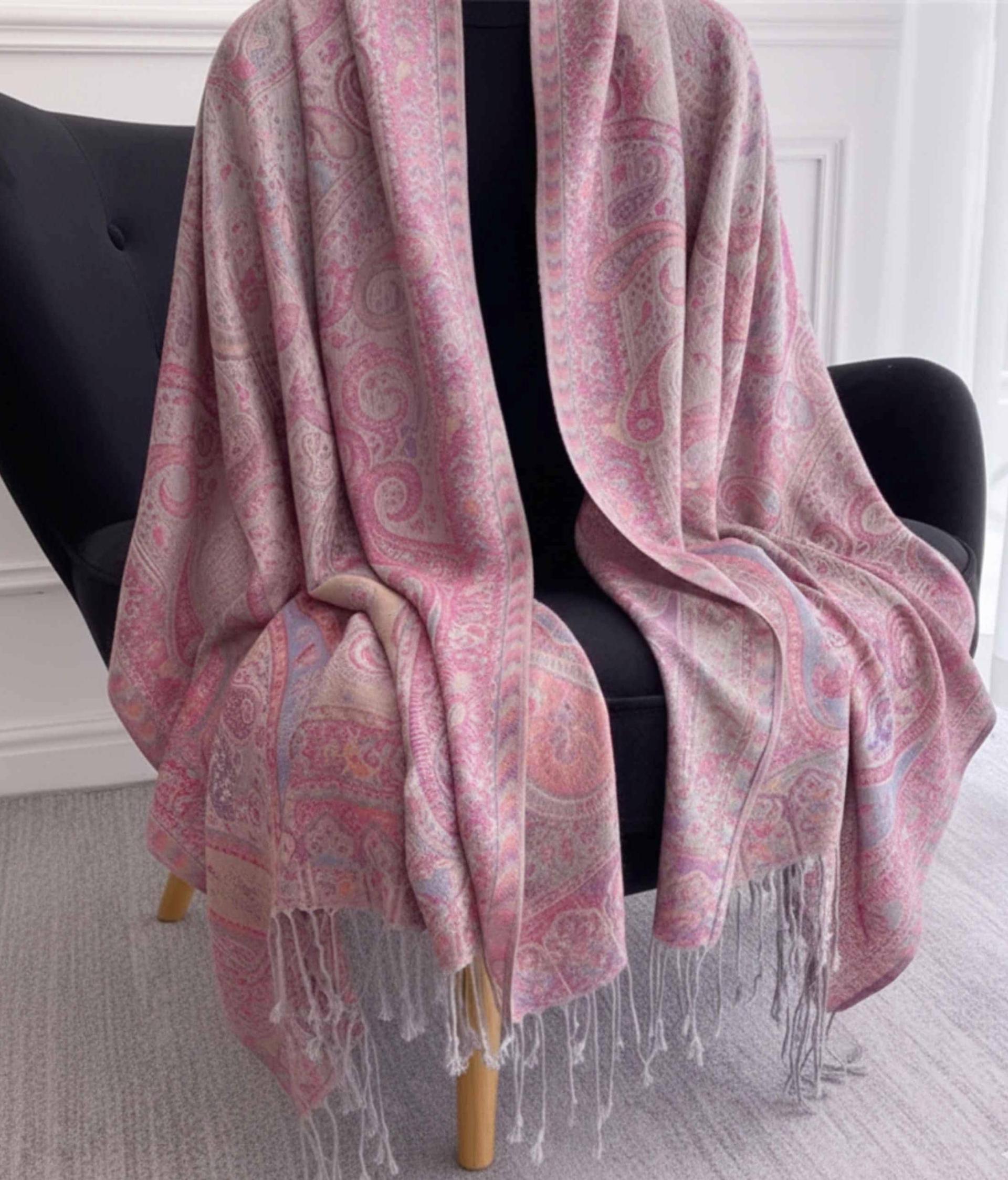 Soft Pashmina Shawl & Scarf for Women, Jacquard Brocade, Shawl, Sarong or Head Wraps