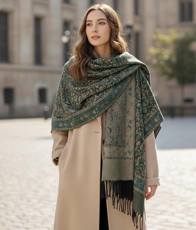 Soft Pashmina Shawl & Scarf for Women, Jacquard Brocade, Shawl, Sarong or Head Wraps