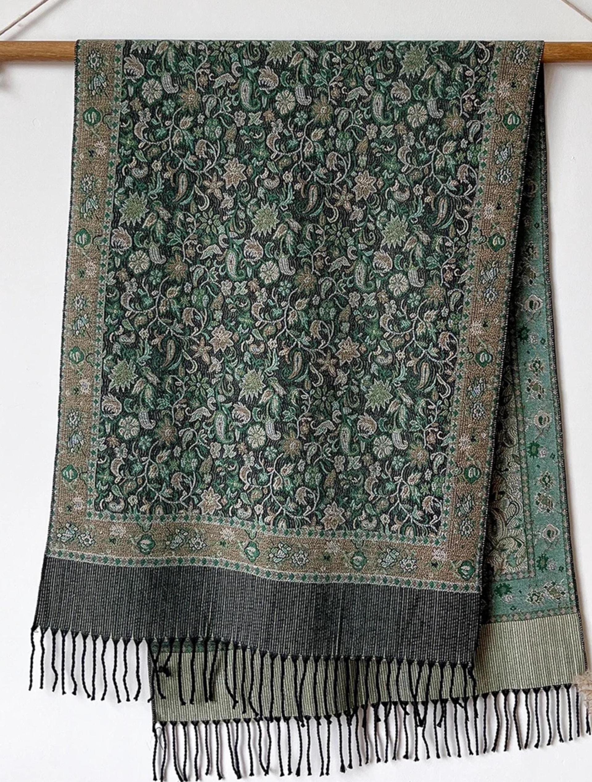 Soft Pashmina Shawl & Scarf for Women, Jacquard Brocade, Shawl, Sarong or Head Wraps