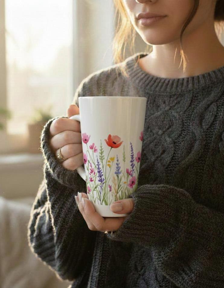 Latte 17oz Ceramic Mug - Coffee or Tea Cup, Extra Tall