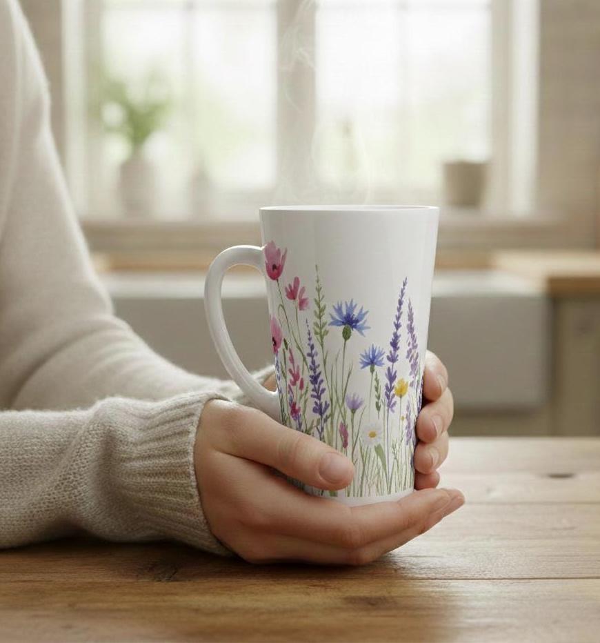 Latte 17oz Ceramic Mug - Coffee or Tea Cup, Extra Tall