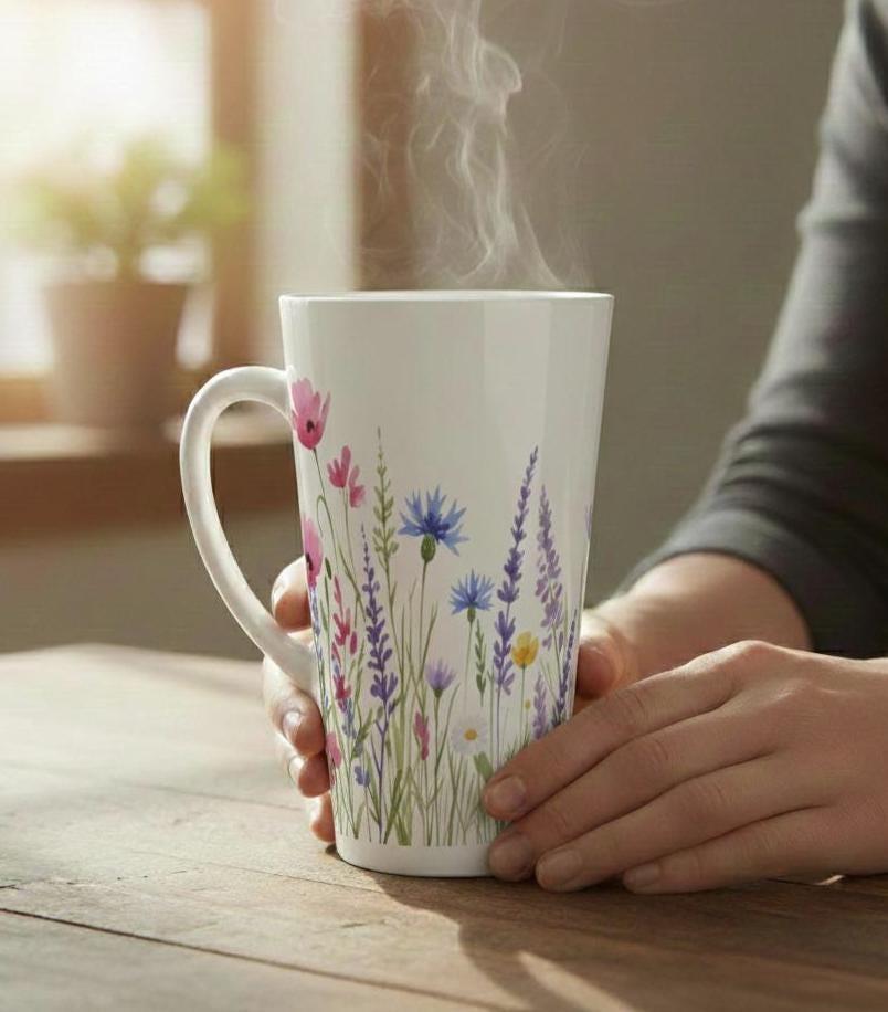 Latte 17oz Ceramic Mug - Coffee or Tea Cup, Extra Tall