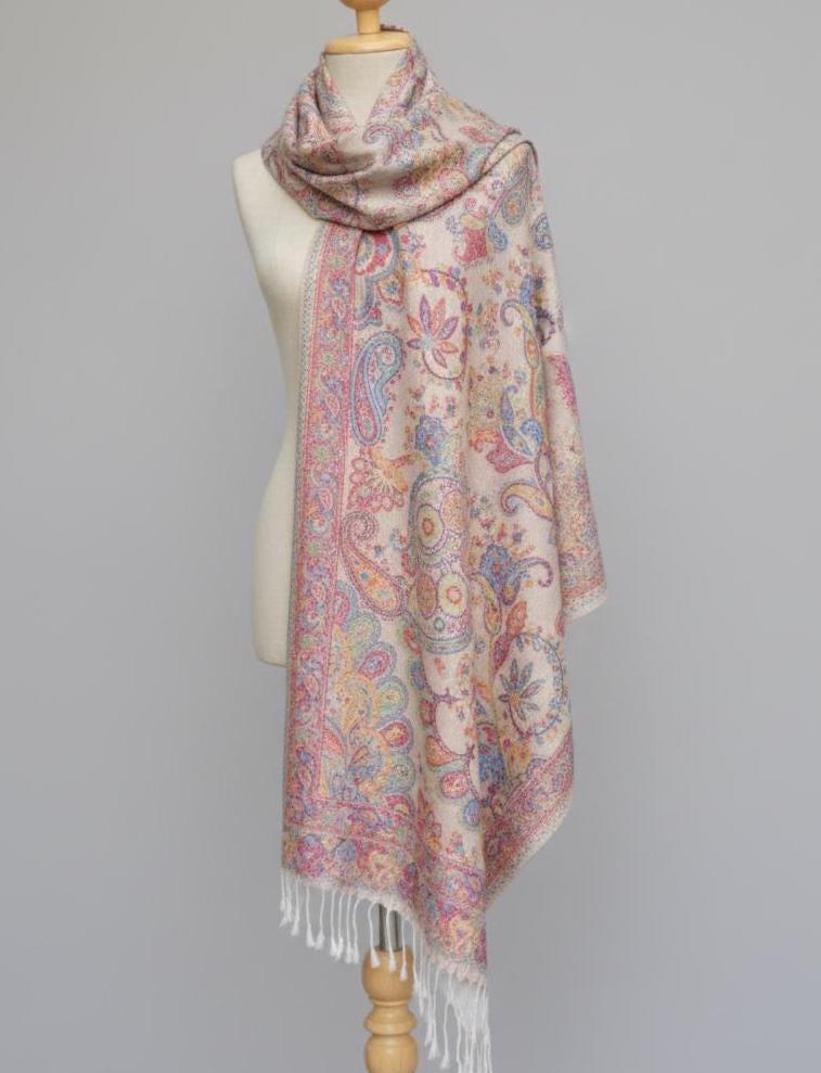 Reversible Soft Pashmina Shawl & Scarf for Women, Jacquard Brocade, Shawl, Sarong or Head Wraps