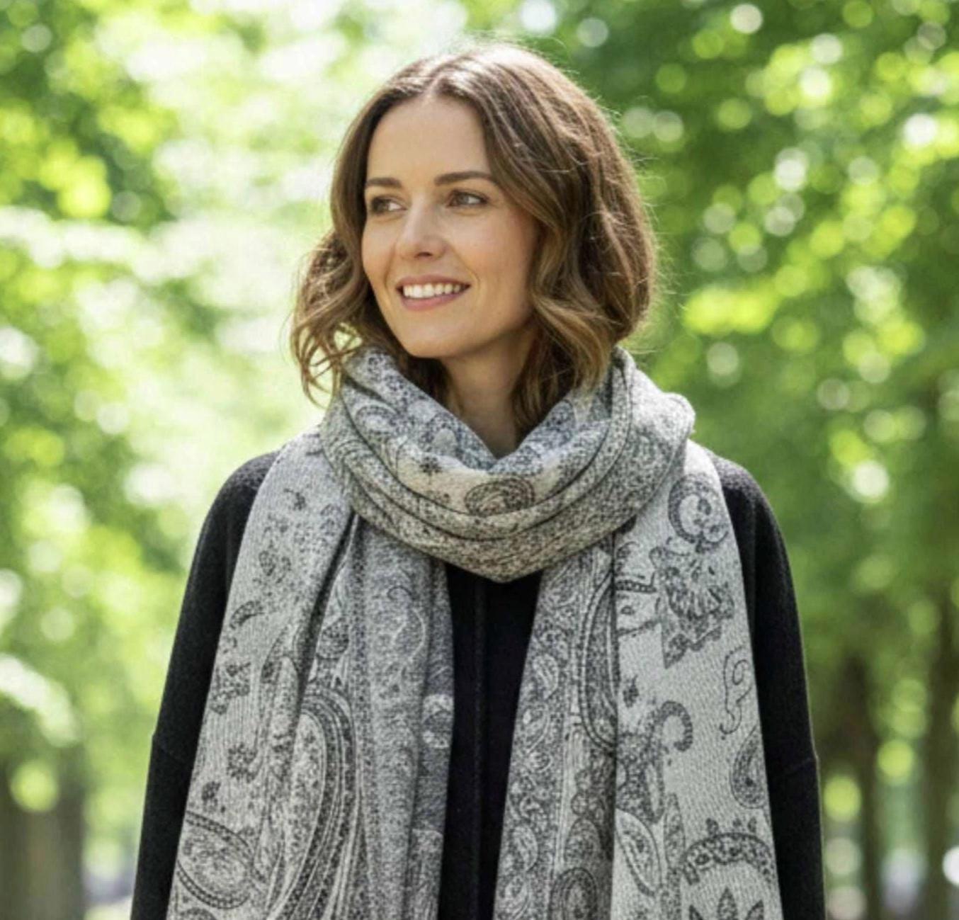 Soft Pashmina Shawl & Scarf for Women, Jacquard Brocade, Shawl, Sarong or Head Wraps