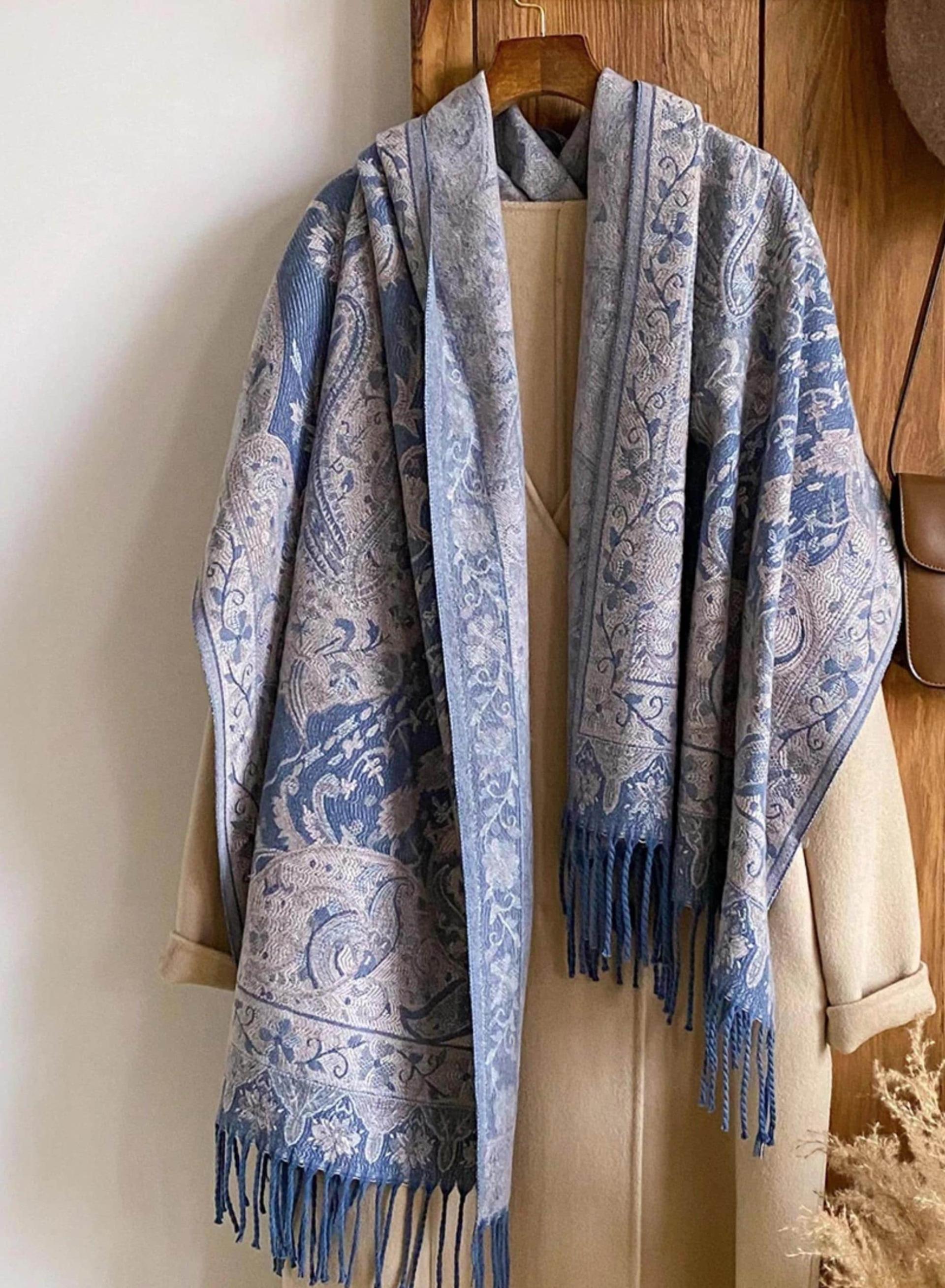 Reversible Soft Pashmina Shawl & Scarf for Women, Jacquard Brocade, Shawl, Sarong or Head Wraps