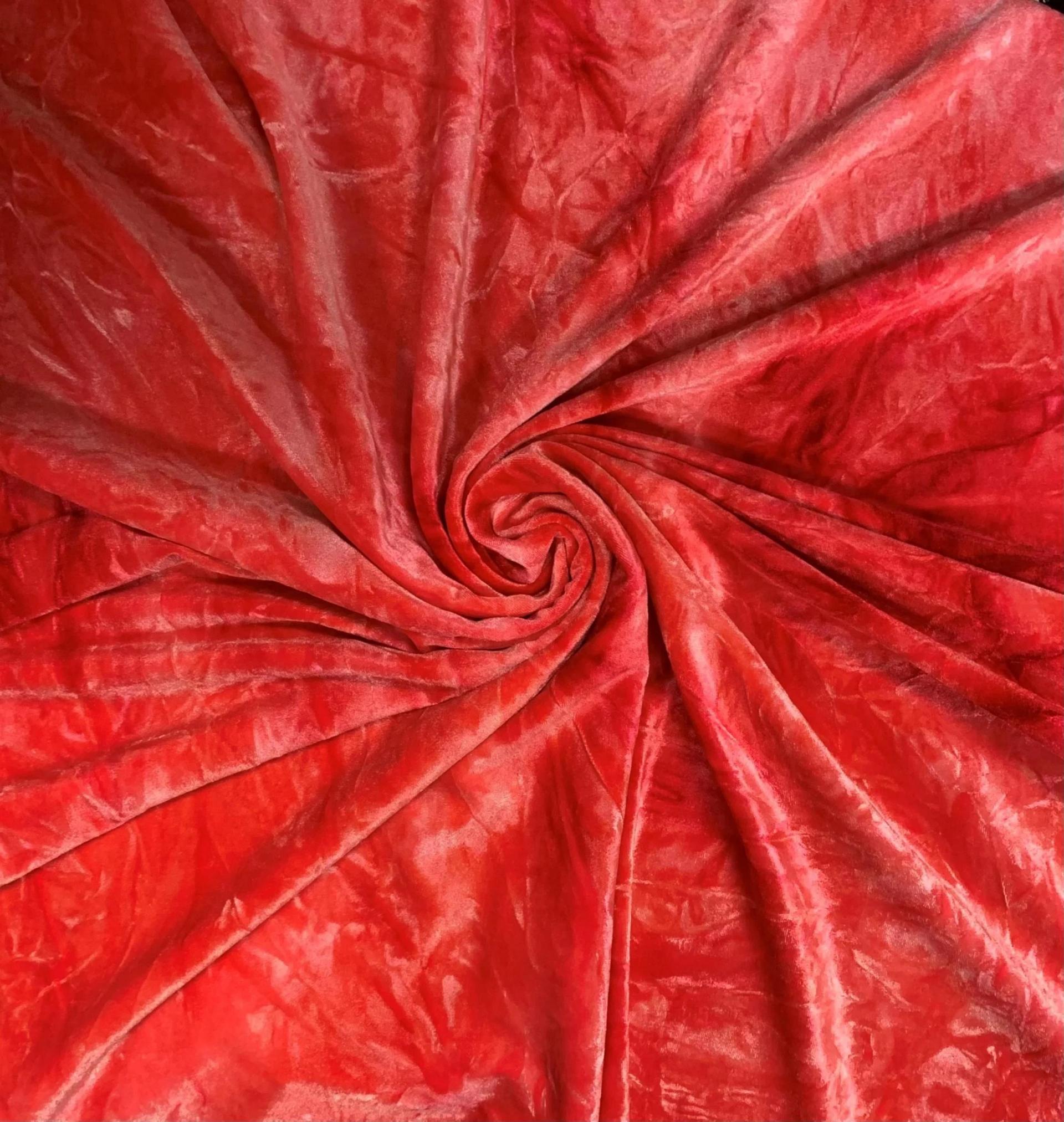 Tie Dye Velvet Scarf, Strawberry, Red and Pink Dyed Crushed Velvet
