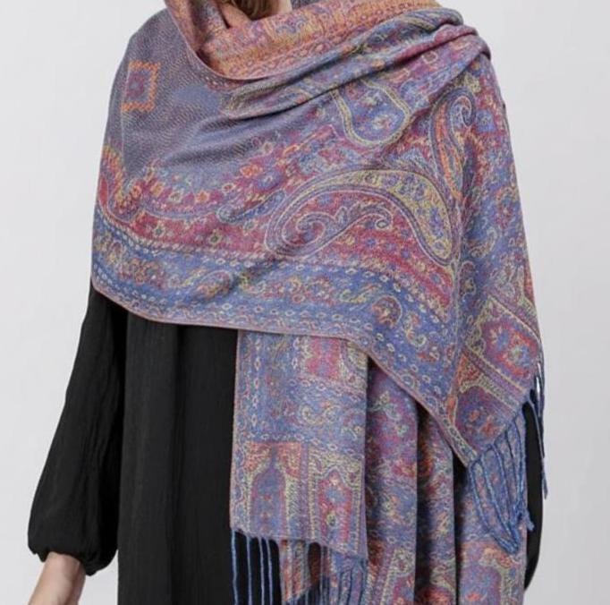 Soft Pashmina Shawl & Scarf for Women, Jacquard Brocade, Shawl, Sarong or Head Wraps