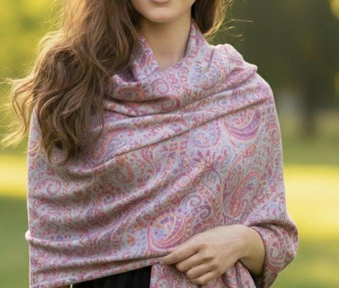 Soft Pashmina Shawl & Scarf for Women, Jacquard Brocade, Shawl, Sarong or Head Wraps