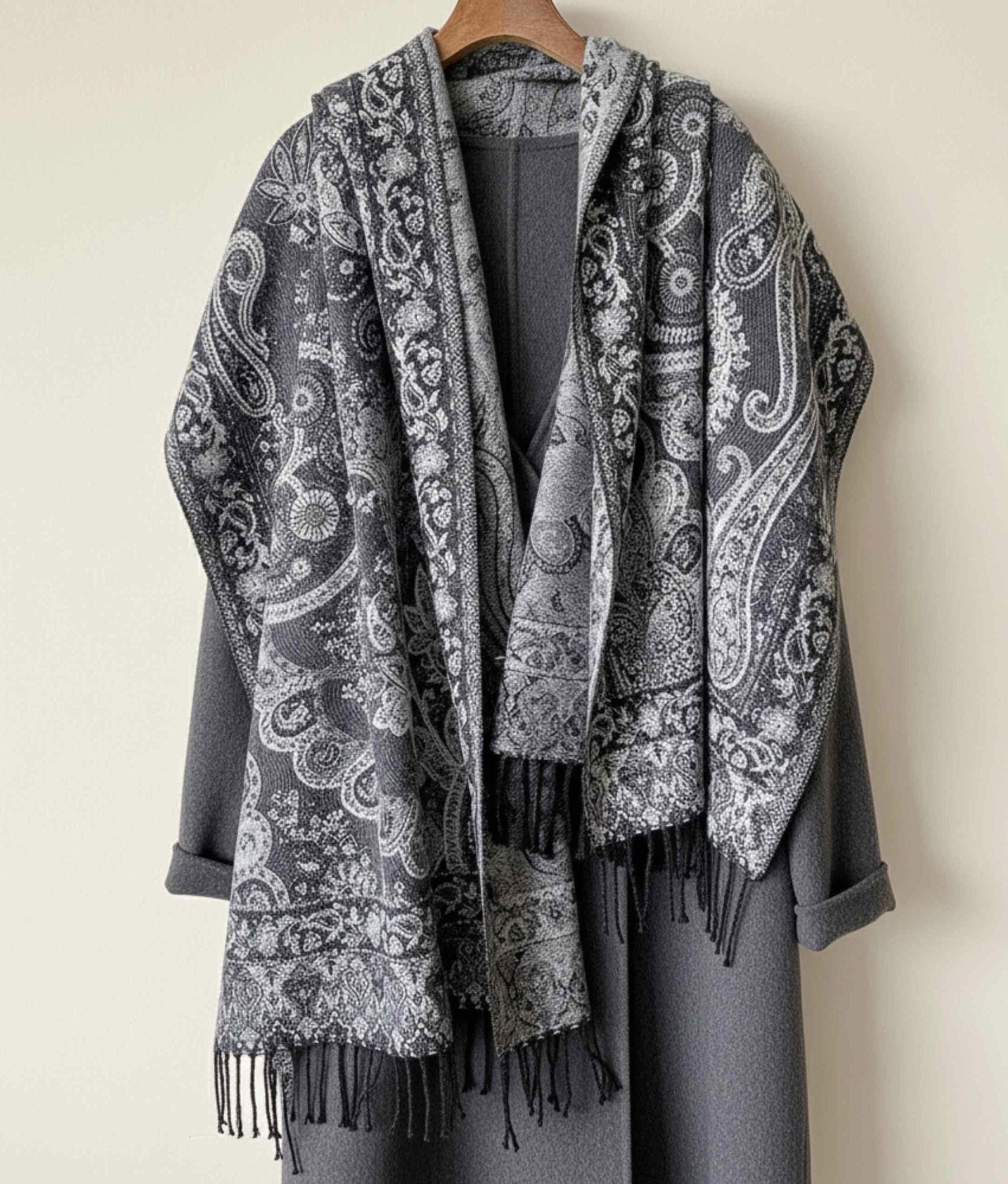 Reversible Soft Pashmina Shawl & Scarf for Women, Jacquard Brocade, Shawl, Sarong or Head Wraps