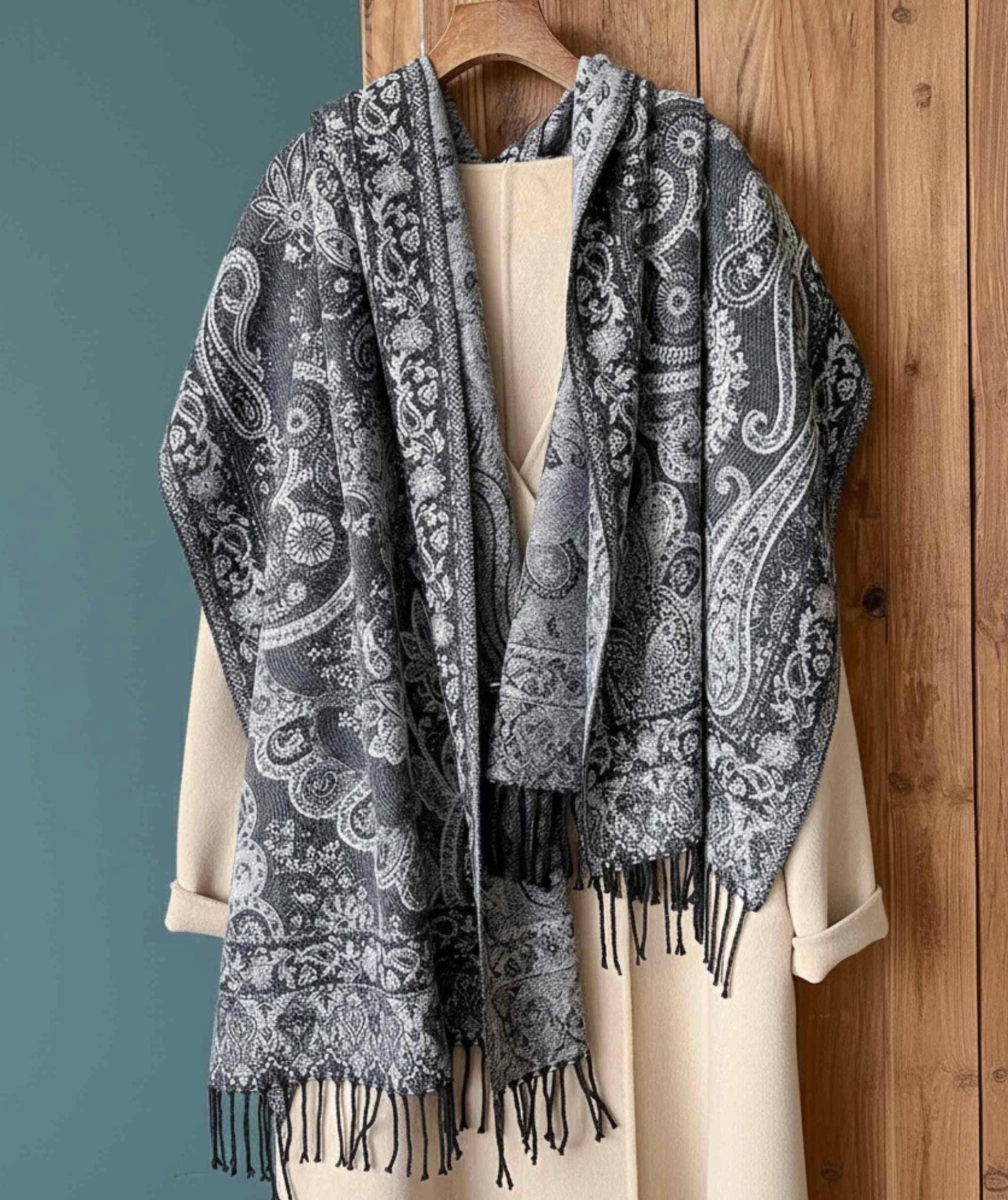 Reversible Soft Pashmina Shawl & Scarf for Women, Jacquard Brocade, Shawl, Sarong or Head Wraps