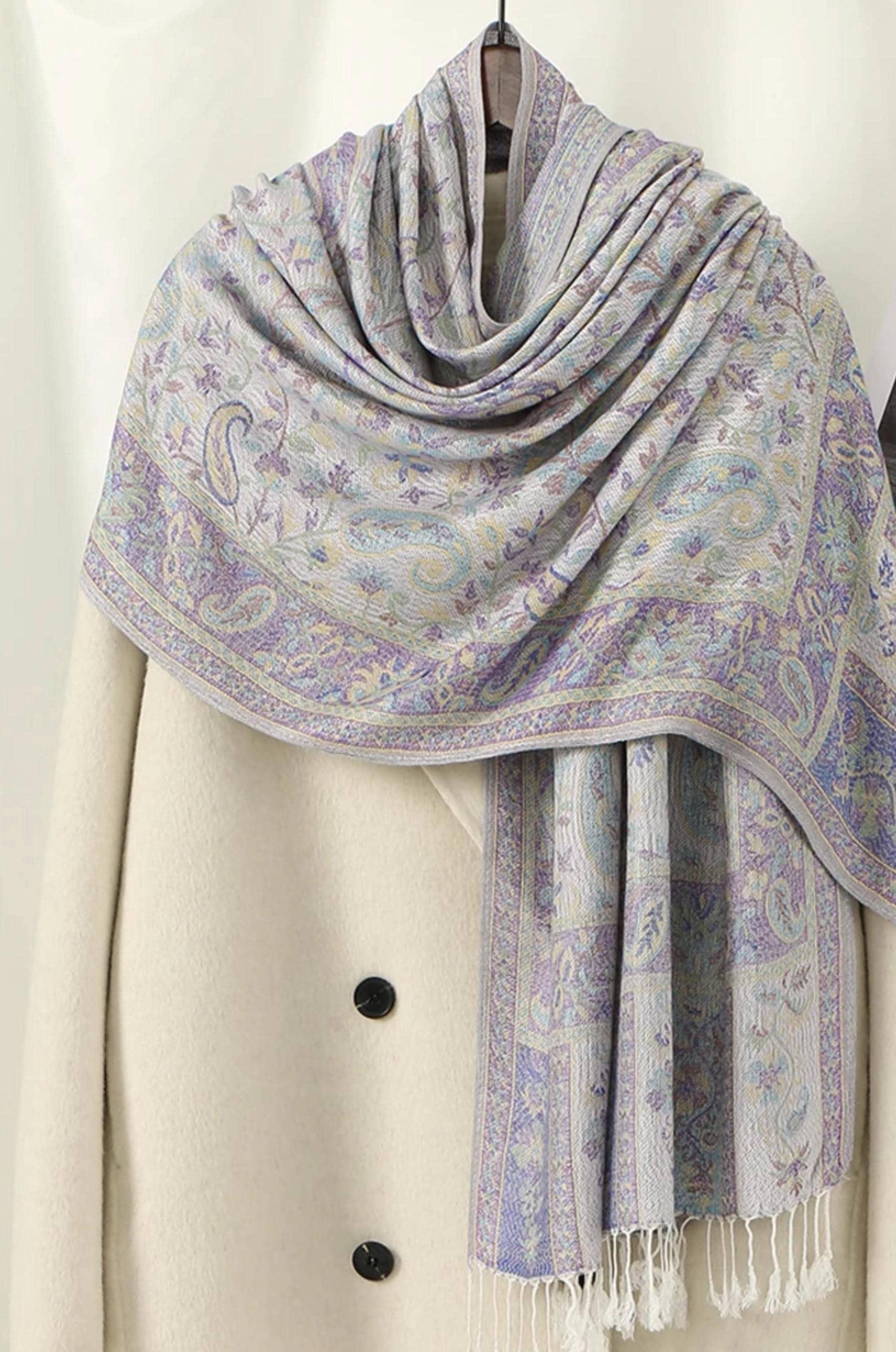 Soft Pashmina Shawl & Scarf for Women, Jacquard Brocade, Shawl, Sarong or Head Wraps