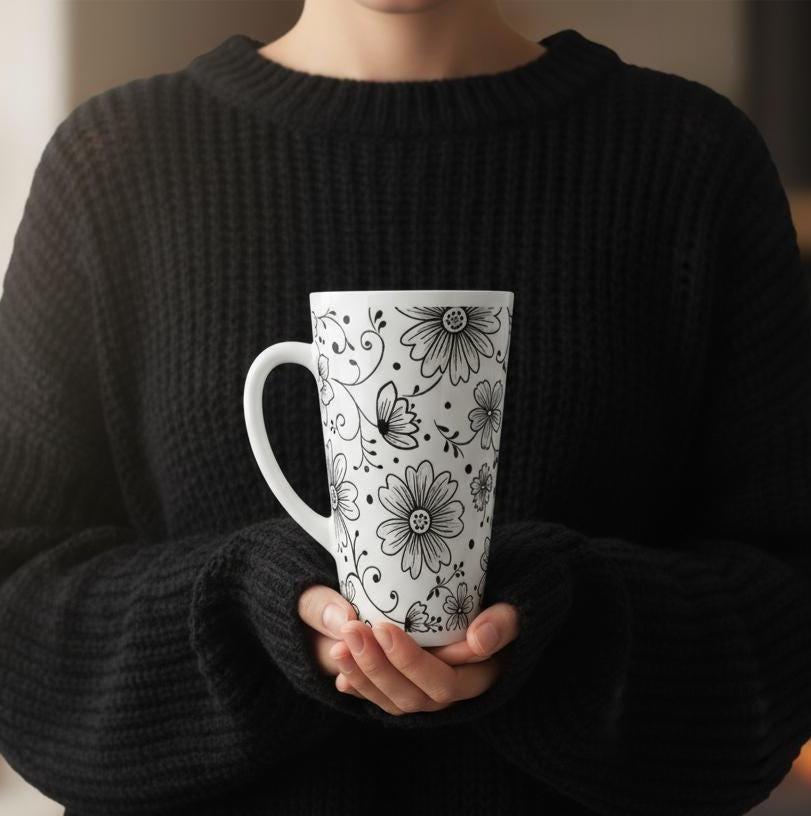 Latte 17oz Ceramic Mug - Coffee or Tea Cup, Extra Tall