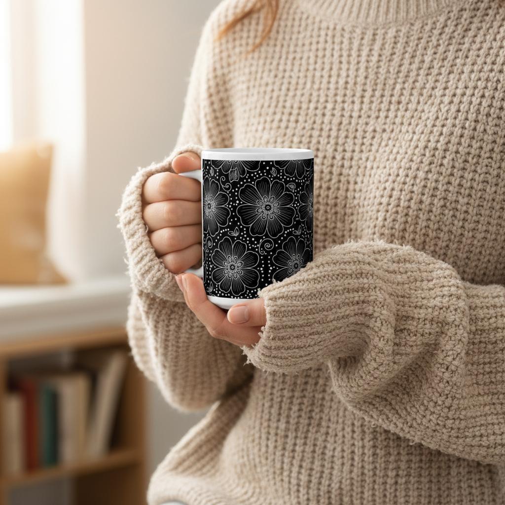 Floral Cups -  Large and Small Ceramic Mugs