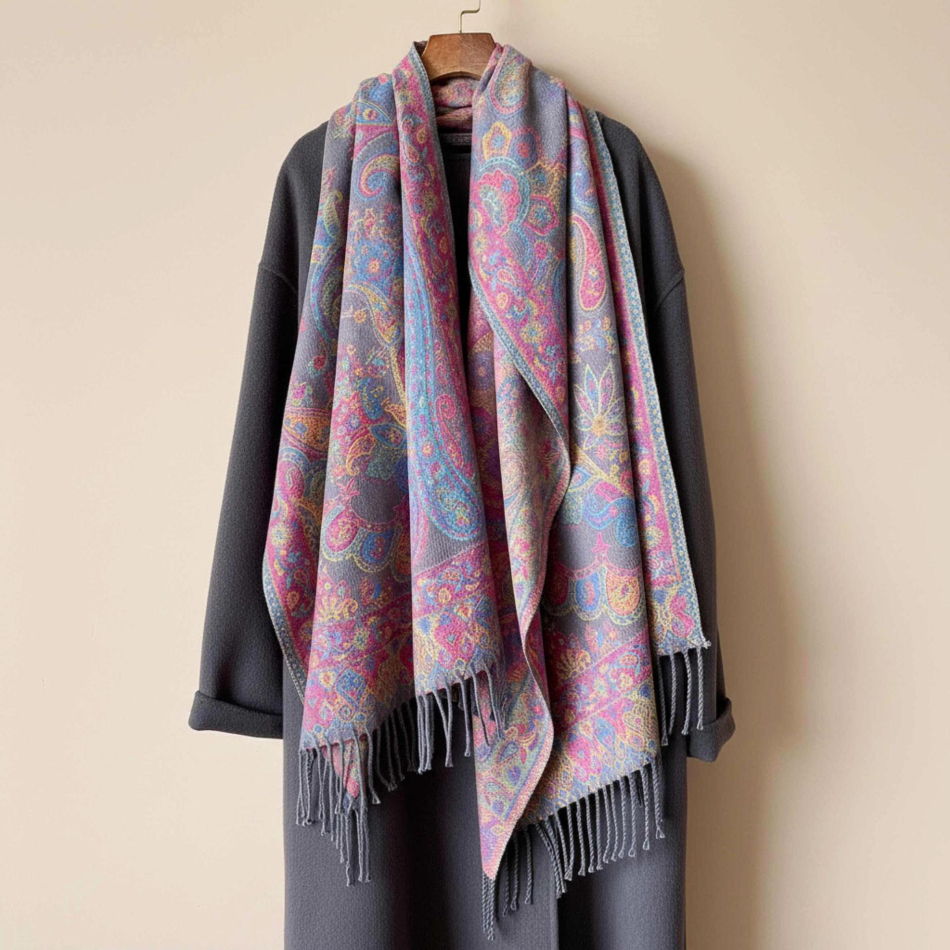 Reversible Soft Pashmina Shawl & Scarf for Women, Jacquard Brocade, Shawl, Sarong or Head Wraps