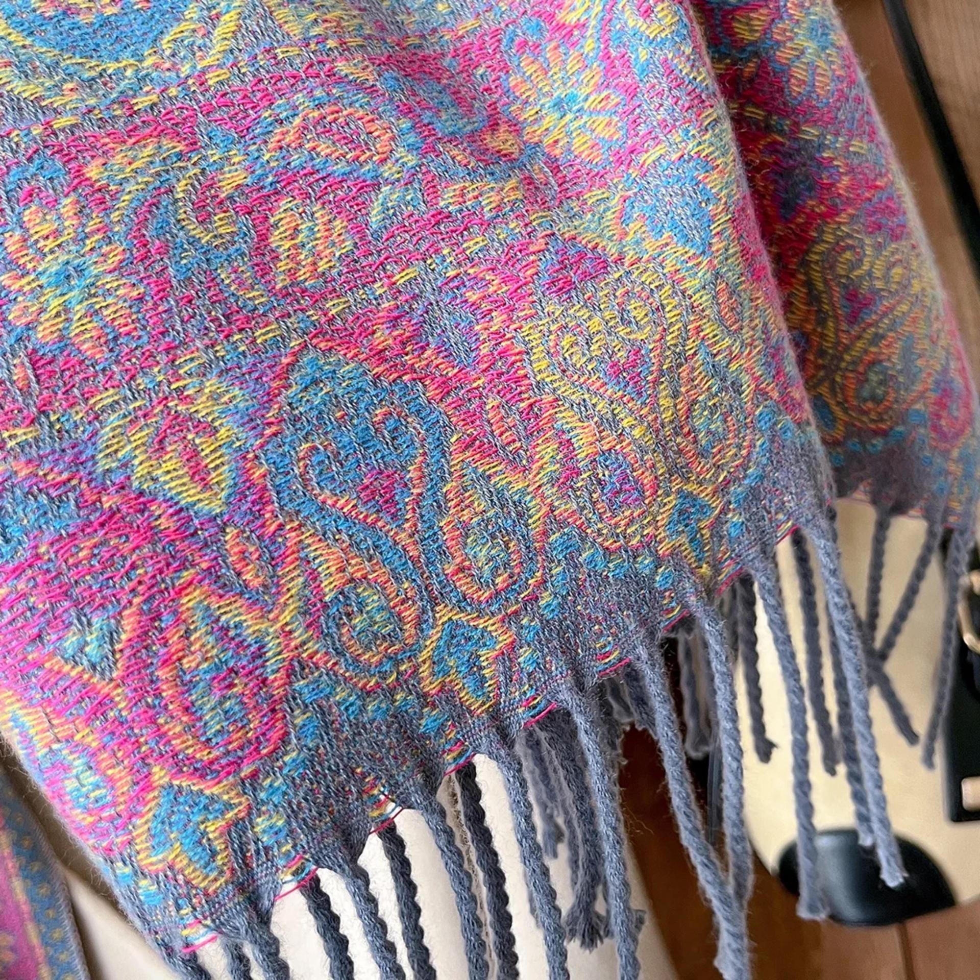 Reversible Soft Pashmina Shawl & Scarf for Women, Jacquard Brocade, Shawl, Sarong or Head Wraps