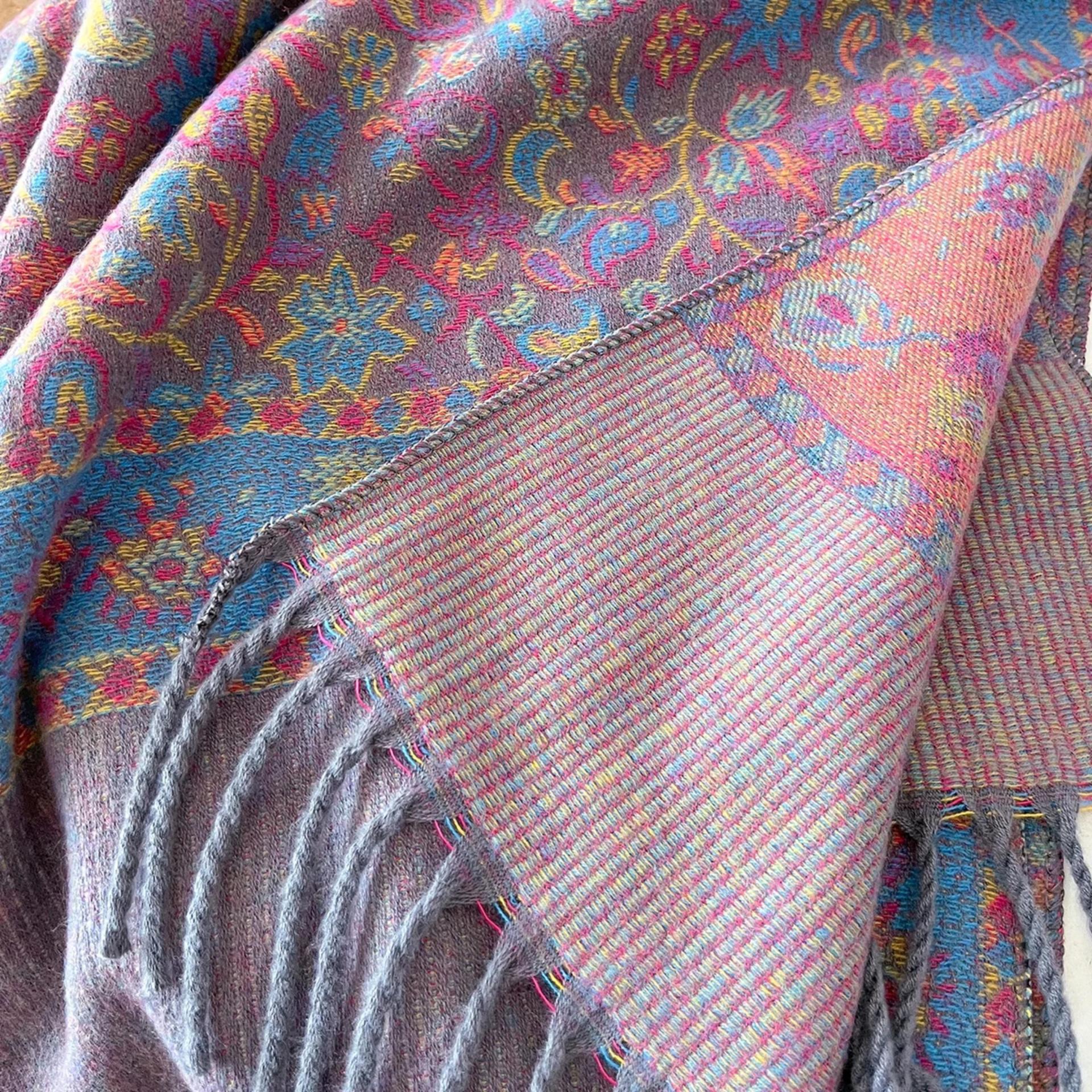 Reversible Soft Pashmina Shawl & Scarf for Women, Jacquard Brocade, Shawl, Sarong or Head Wraps