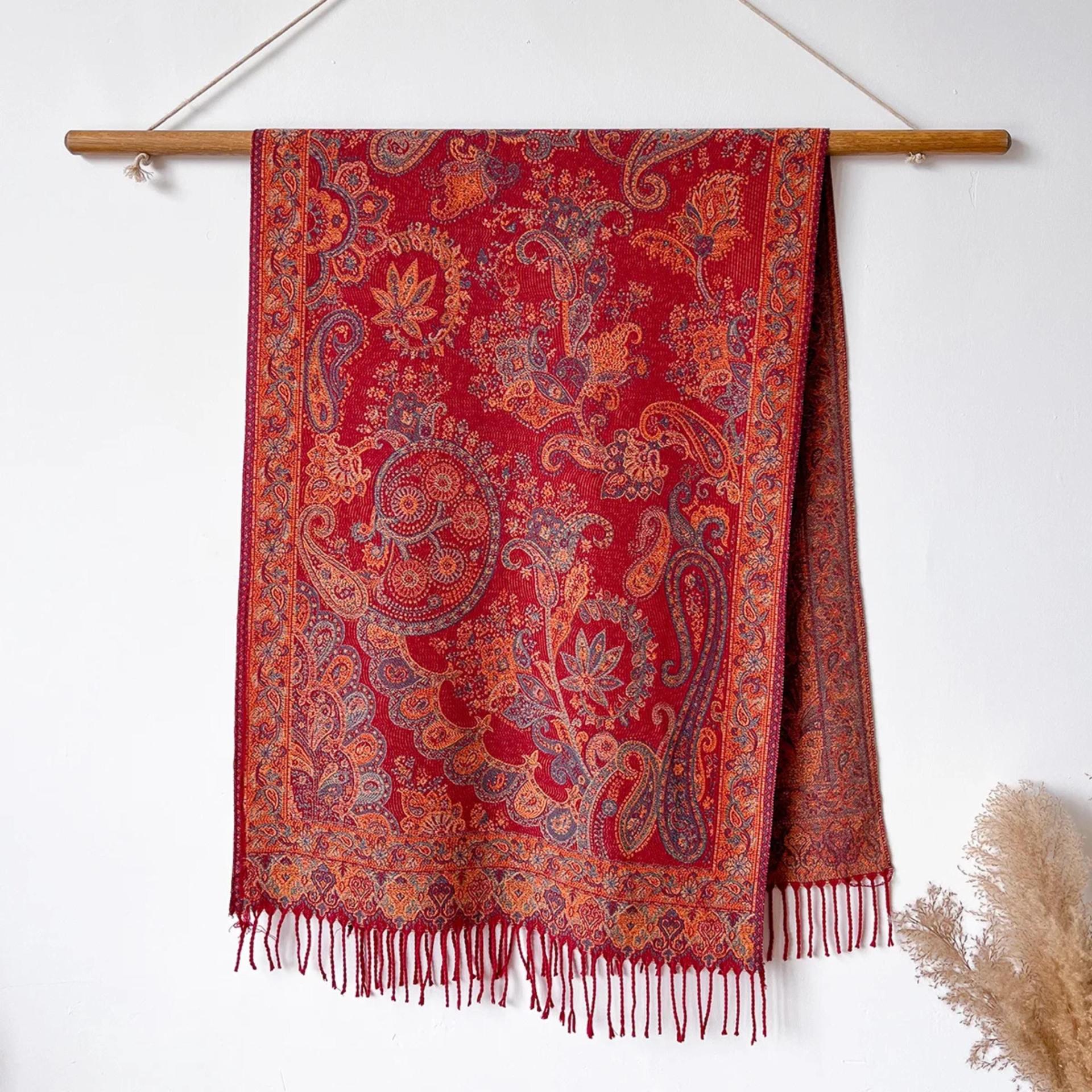 Reversible Soft Pashmina Shawl & Scarf for Women, Jacquard Brocade, Shawl, Sarong or Head Wraps