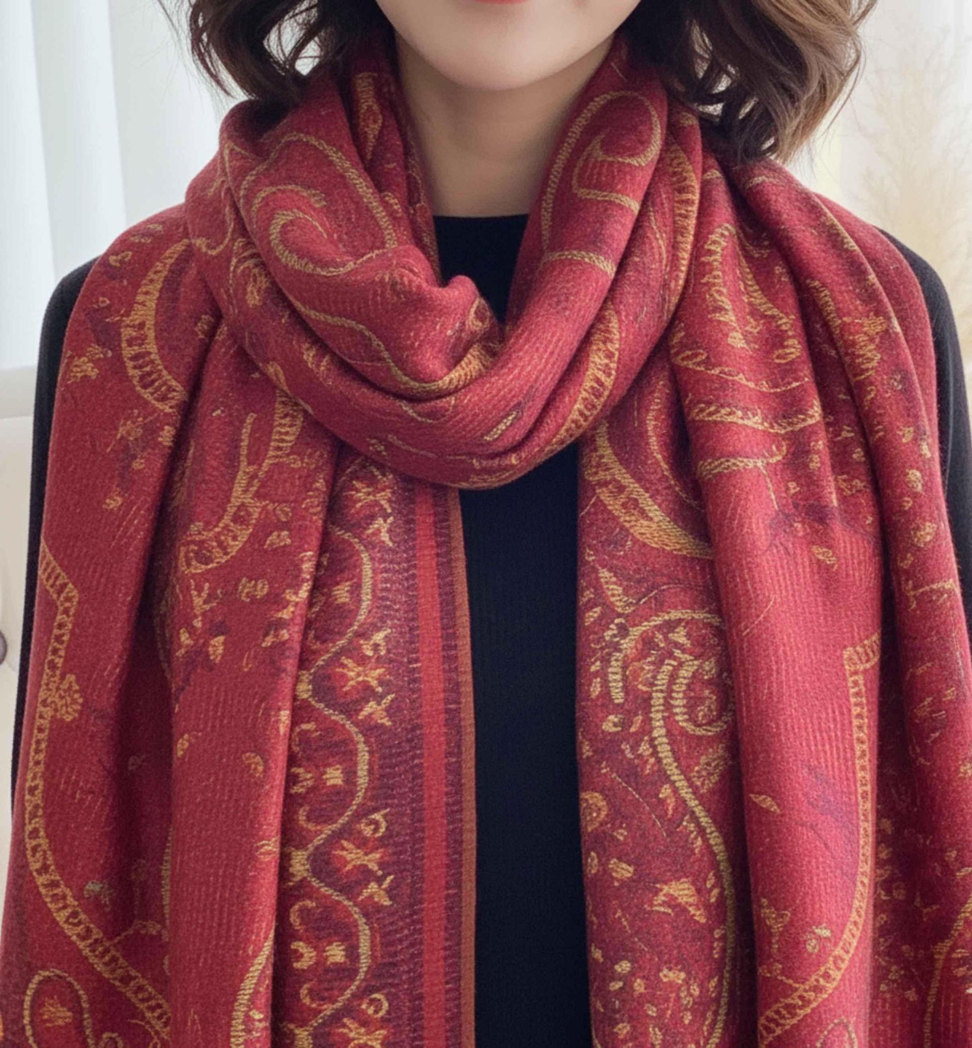 Reversible Soft Pashmina Shawl & Scarf for Women, Jacquard Brocade, Shawl, Sarong or Head Wraps