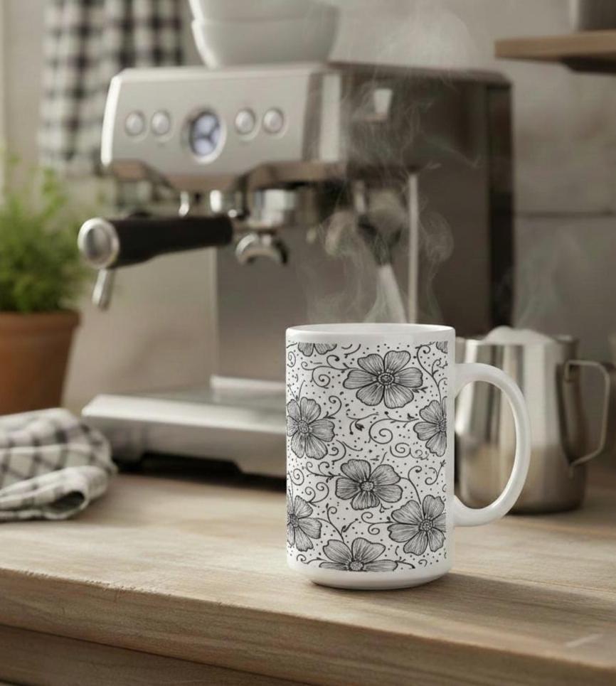 Floral Cups -  Large and Small Ceramic Mugs