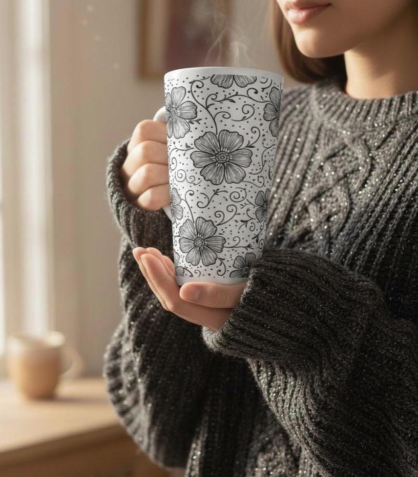 Latte 17oz Ceramic Mug - Coffee or Tea Cup, Extra Tall