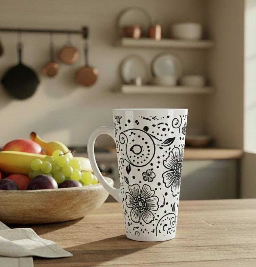 Latte 17oz Ceramic Mug - Coffee or Tea Cup, Extra Tall