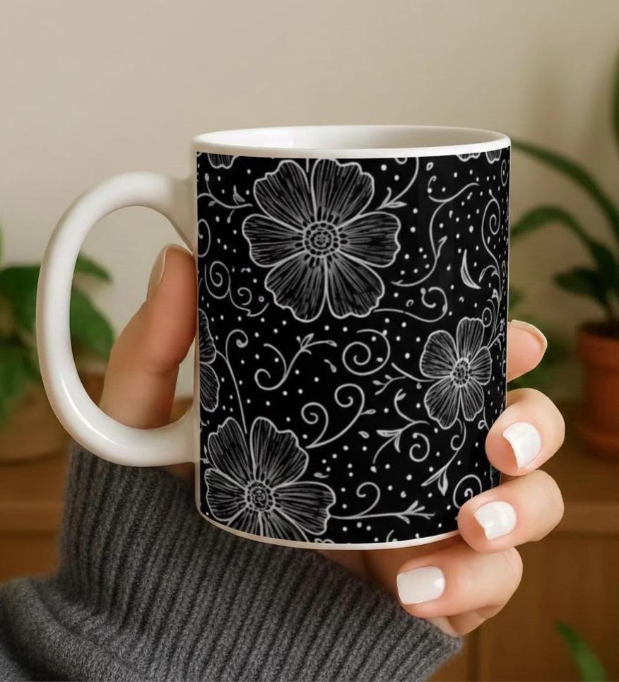 Floral Cups -  Large and Small Ceramic Mugs