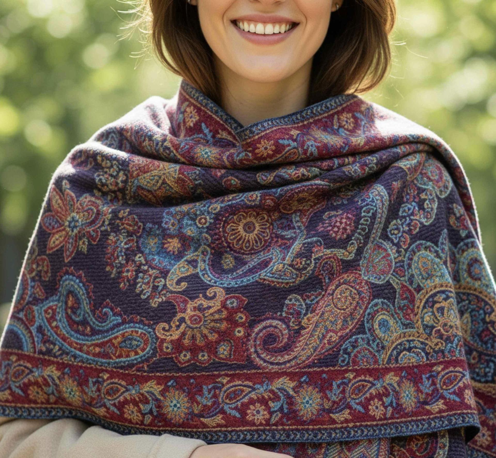 Soft Pashmina Shawl & Scarf for Women, Jacquard Brocade, Shawl, Sarong or Head Wraps